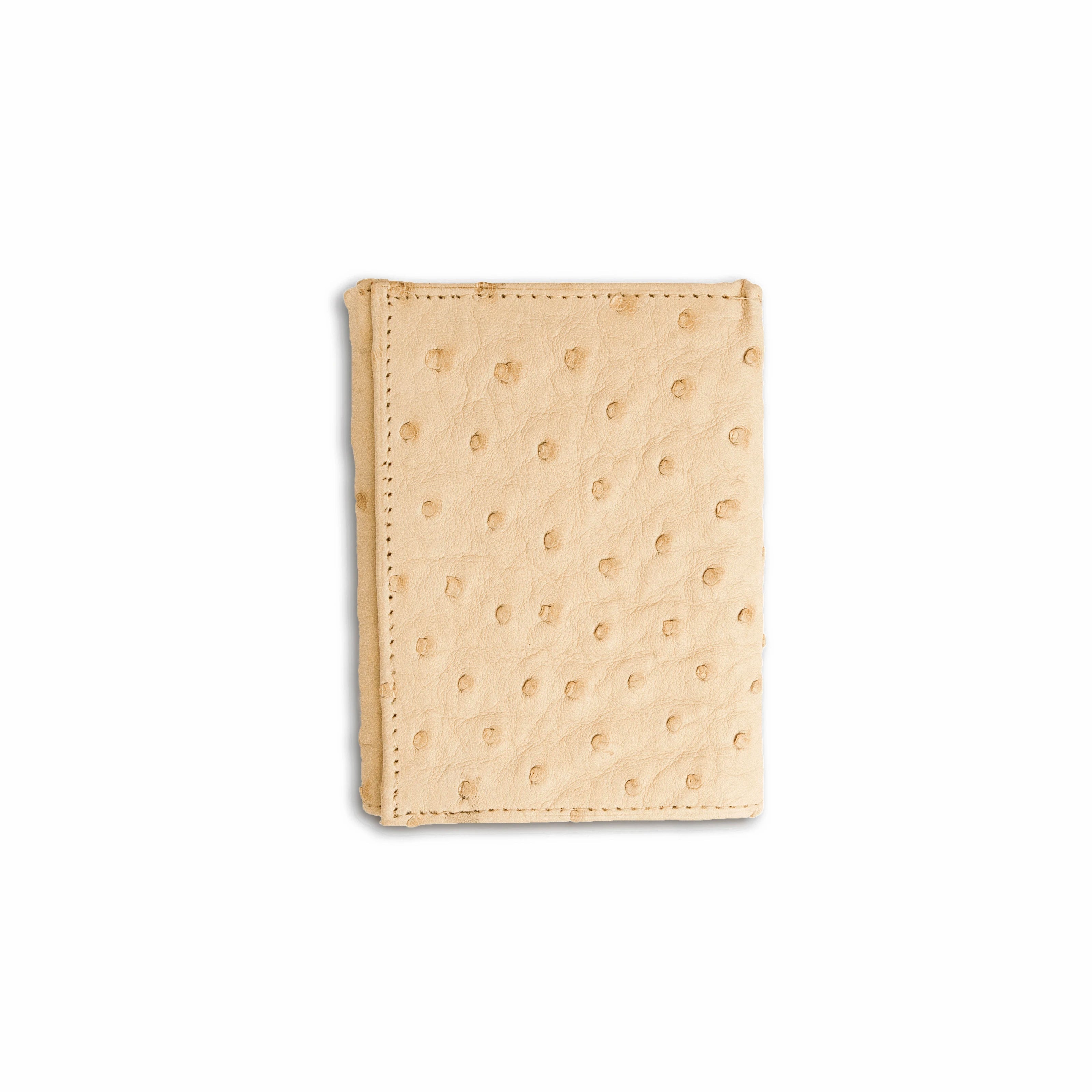 Mens Full Ostrich Quill Trifold Wallet in White - White