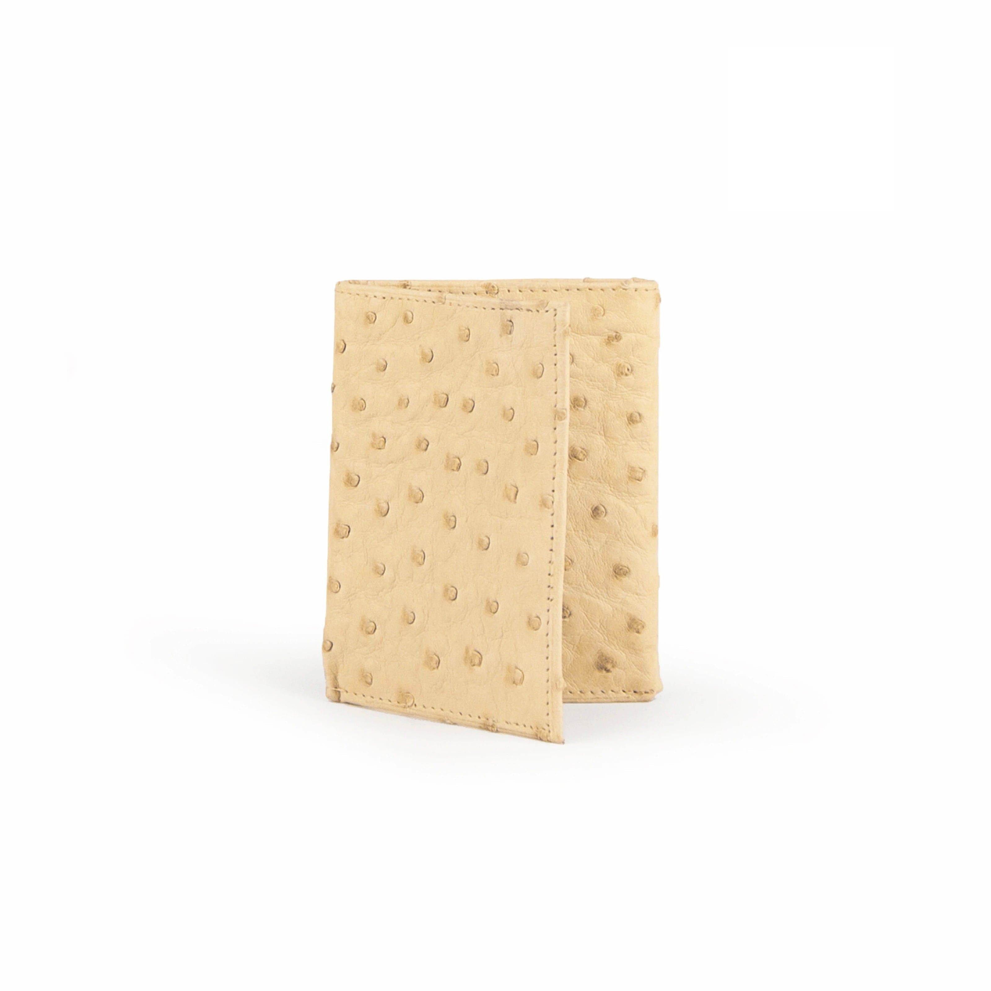 Mens Full Ostrich Quill Trifold Wallet in White - White