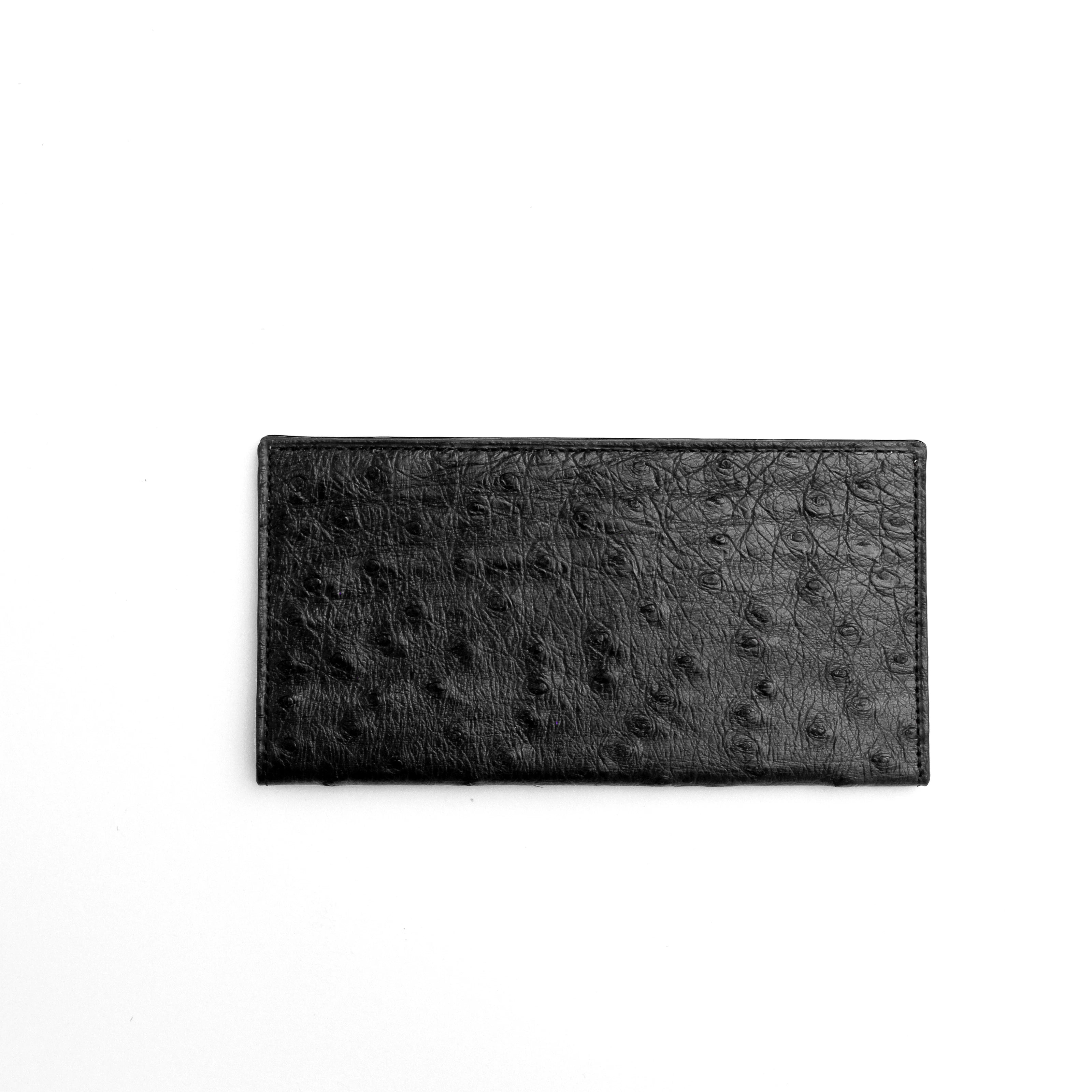 Full Ostrich Quill Checkbook Holder in Black - Black