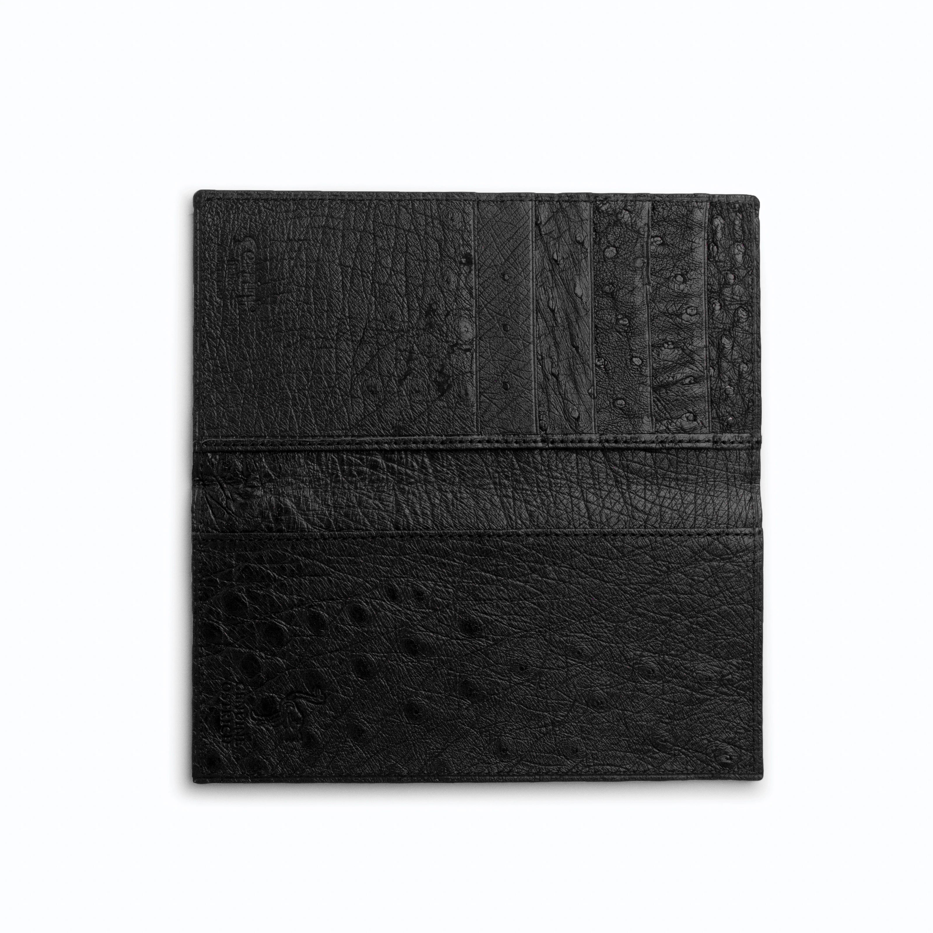 Full Ostrich Quill Checkbook Holder in Black - Black