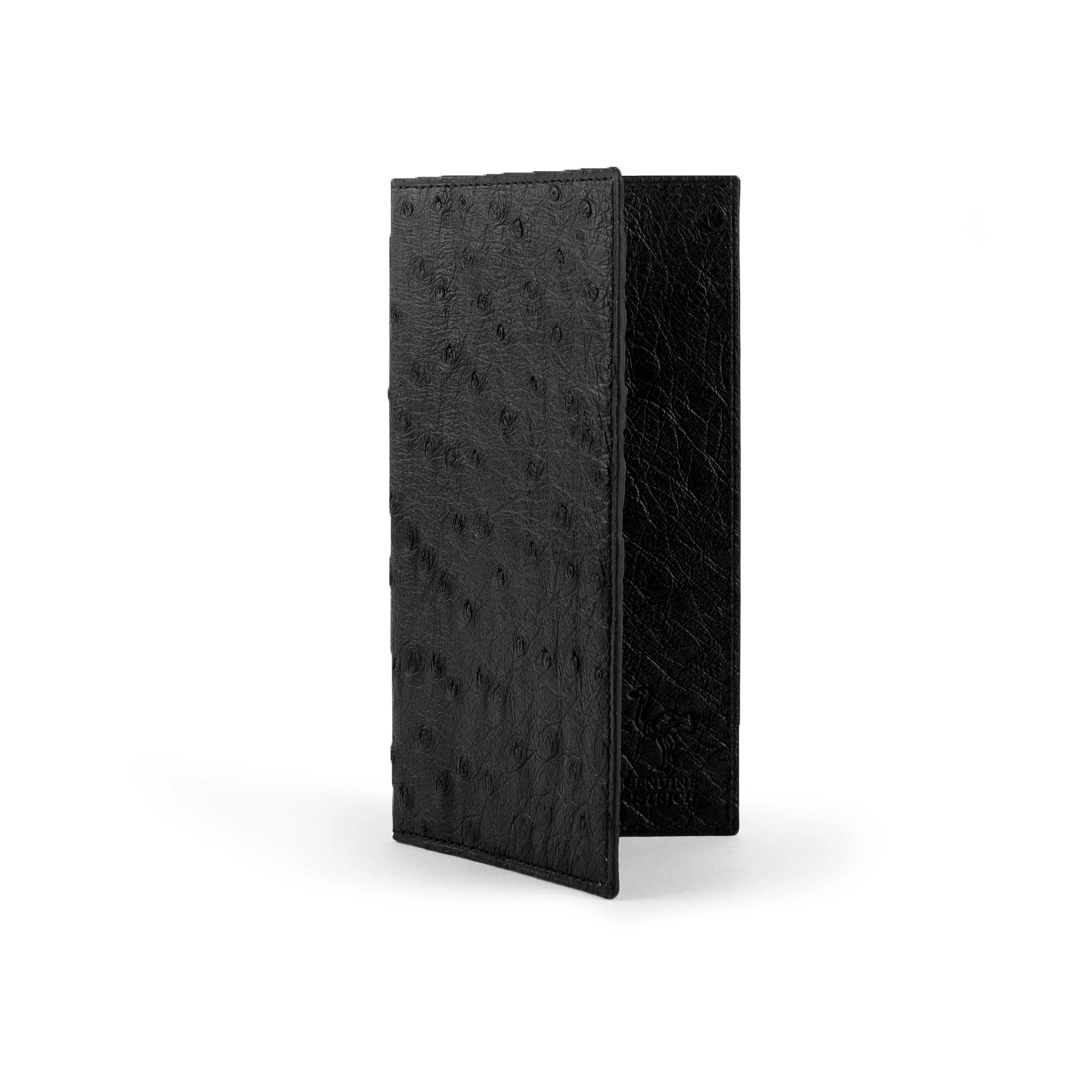 Full Ostrich Quill Checkbook Holder in Black - Black