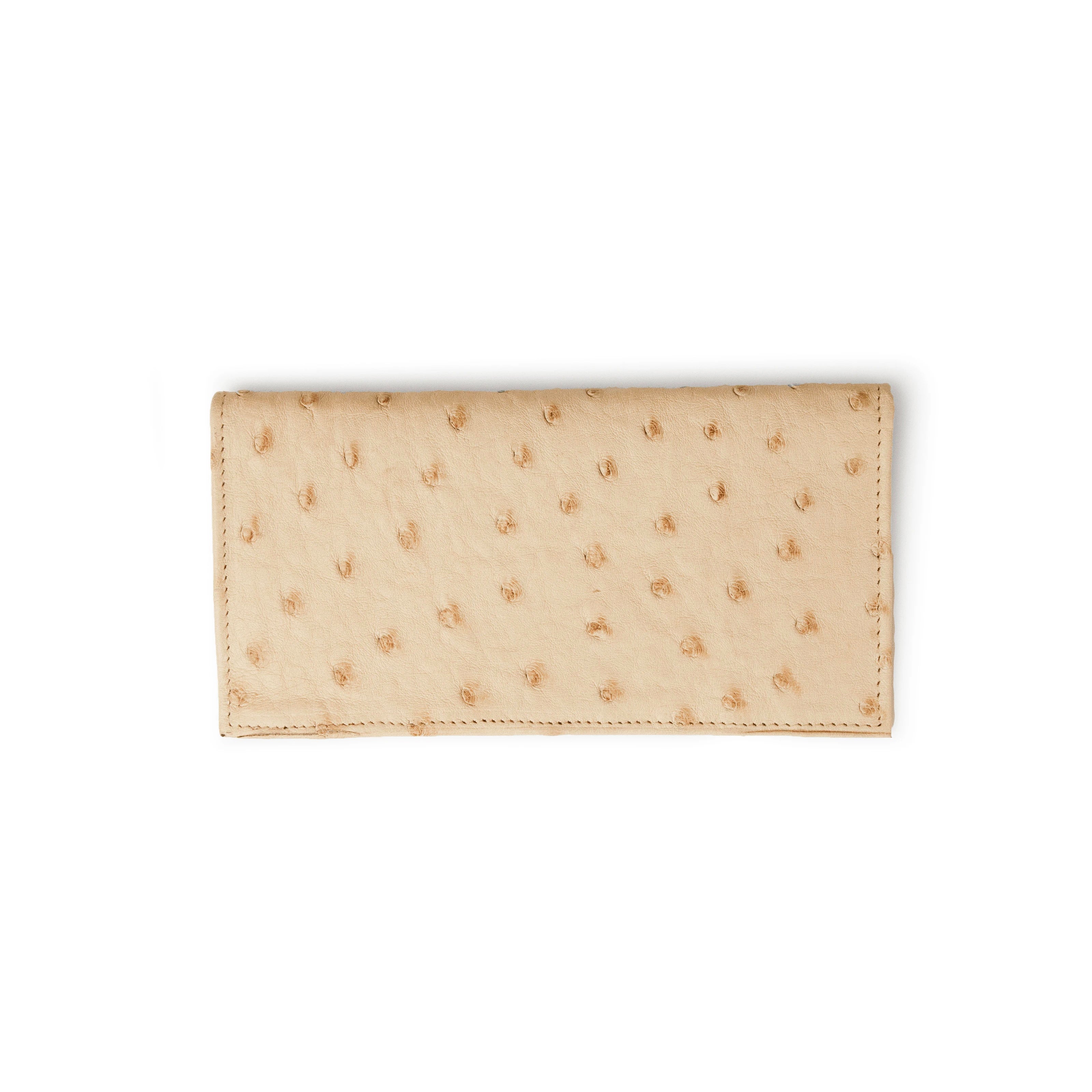 Full Ostrich Quill Checkbook Holder in White - White