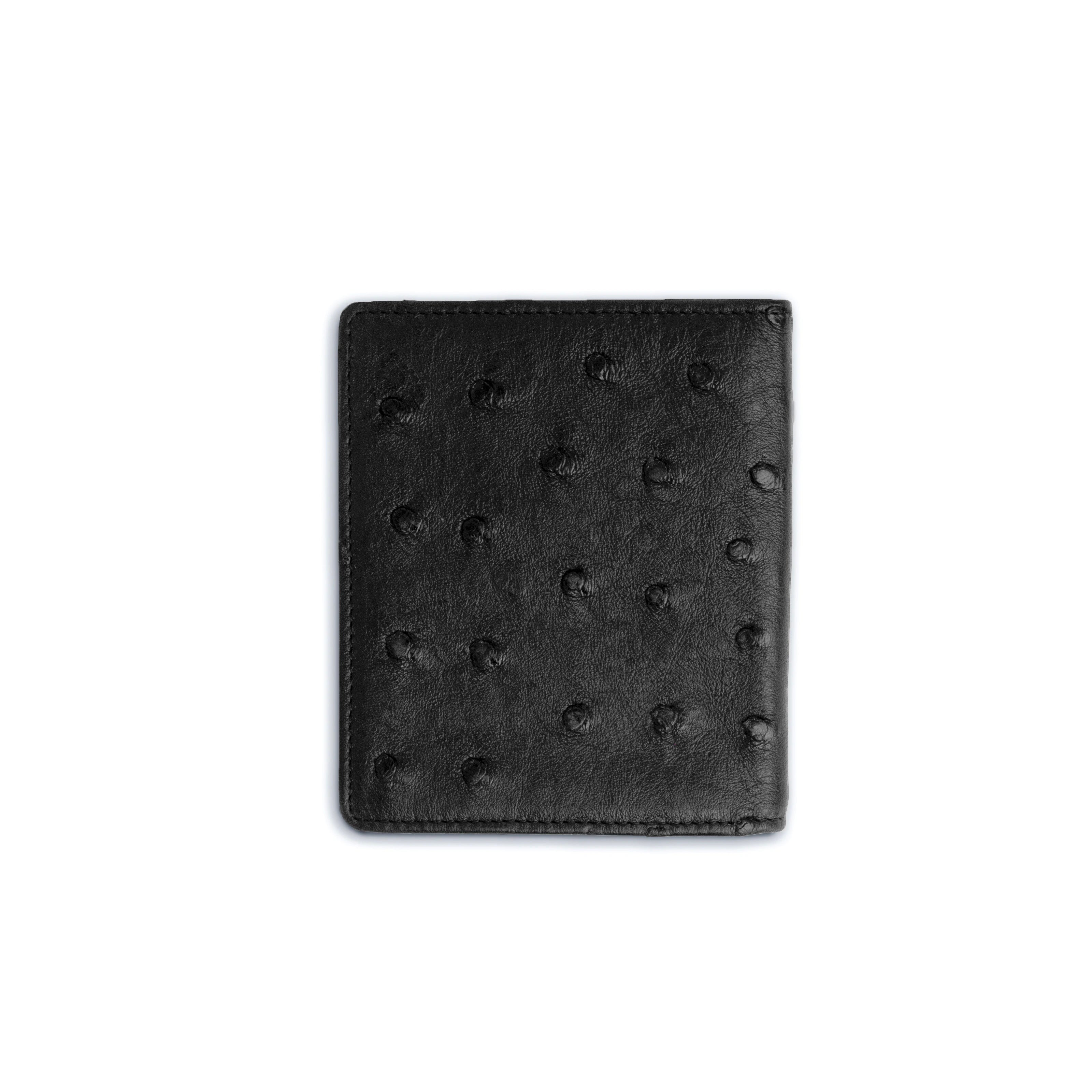 Mens Full Ostrich Quill Money Clip Wallet in Black - Black