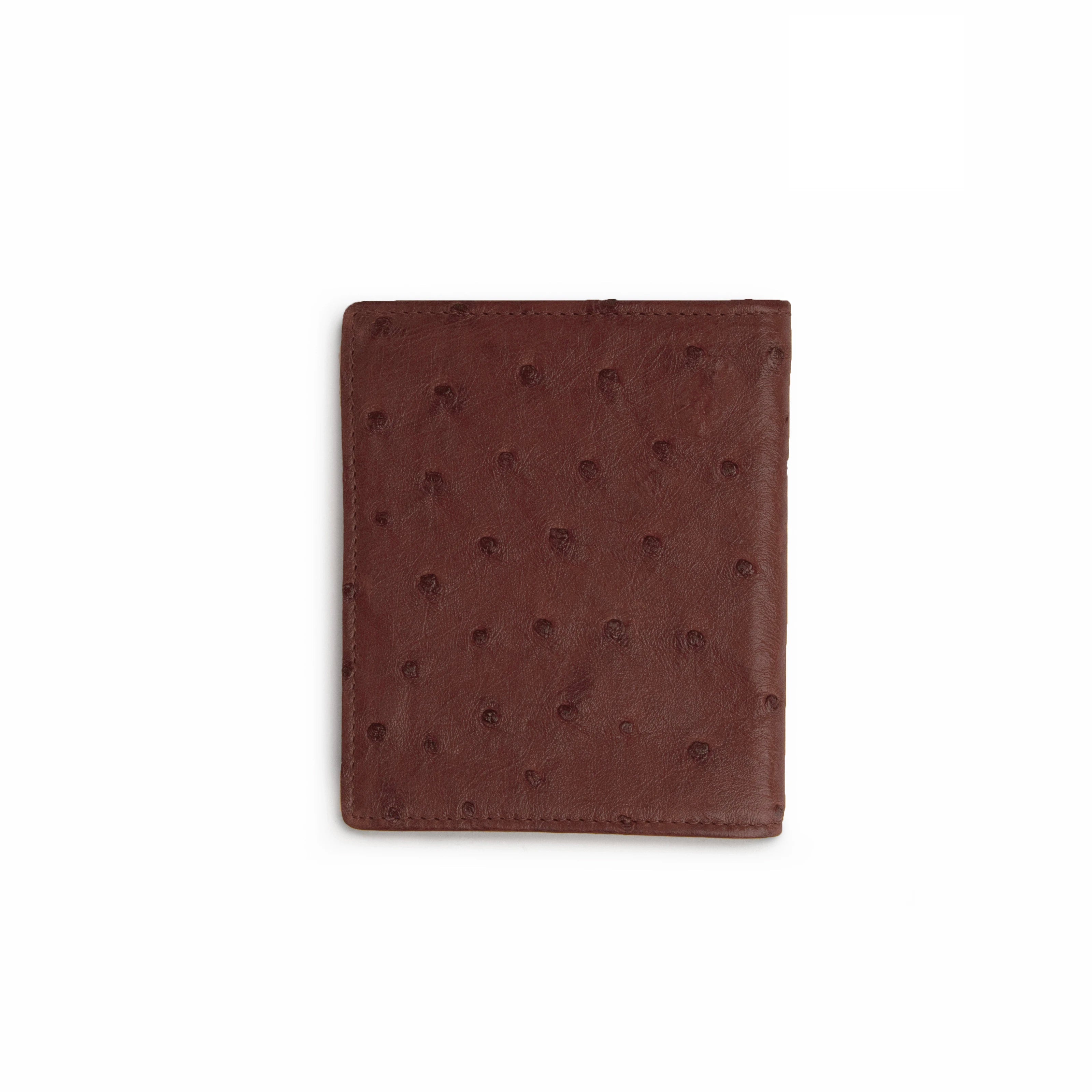 Mens Full Ostrich Quill Money Clip Wallet in Brown - Brown