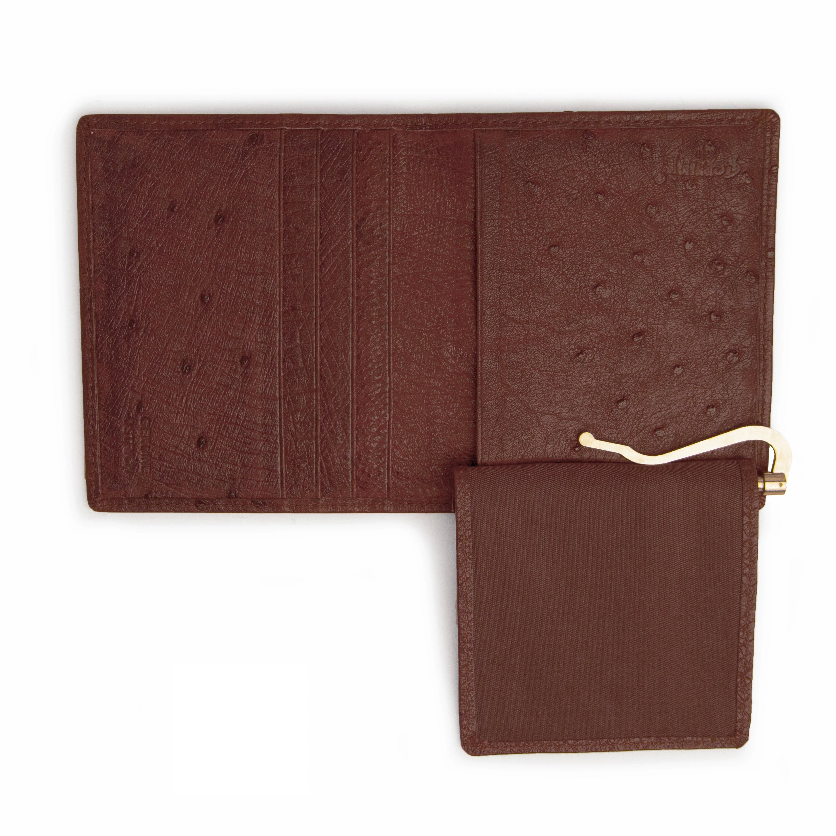 Mens Full Ostrich Quill Money Clip Wallet in Brown - Brown