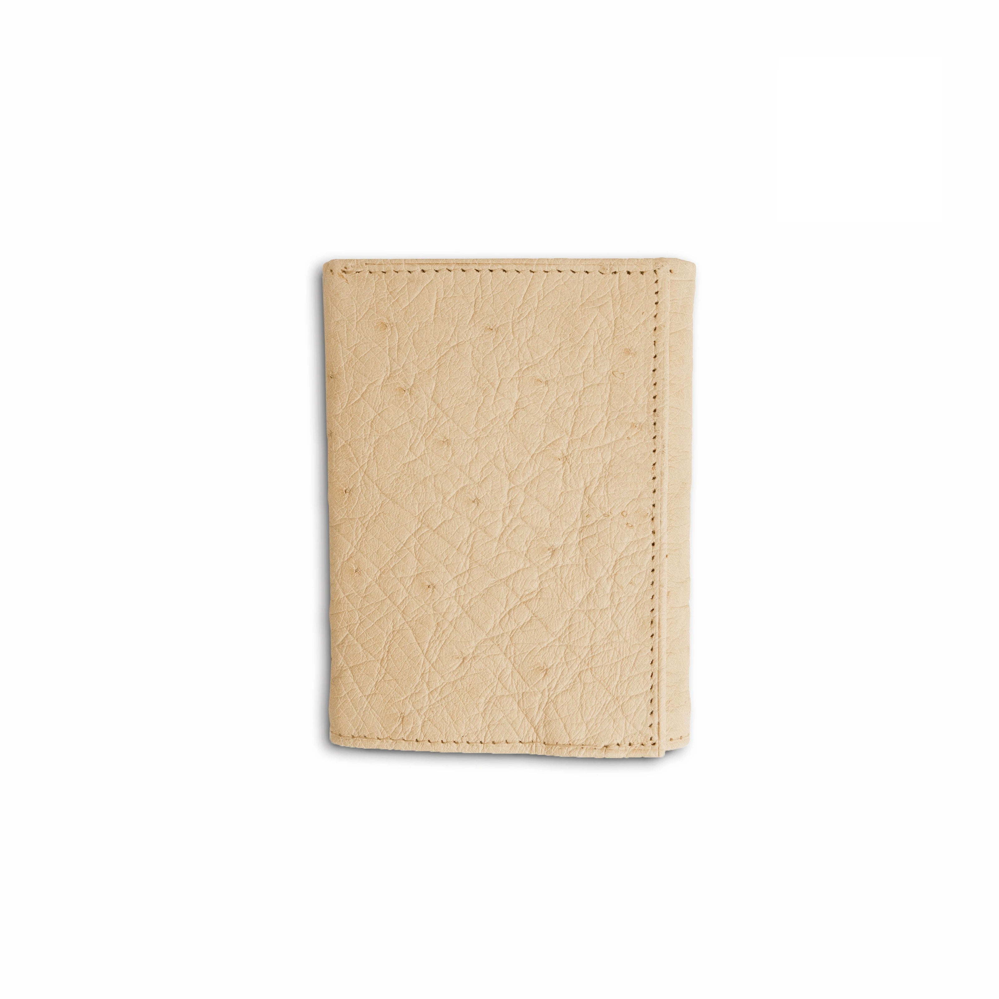 Mens Smooth Ostrich Trifold Wallet in White - White