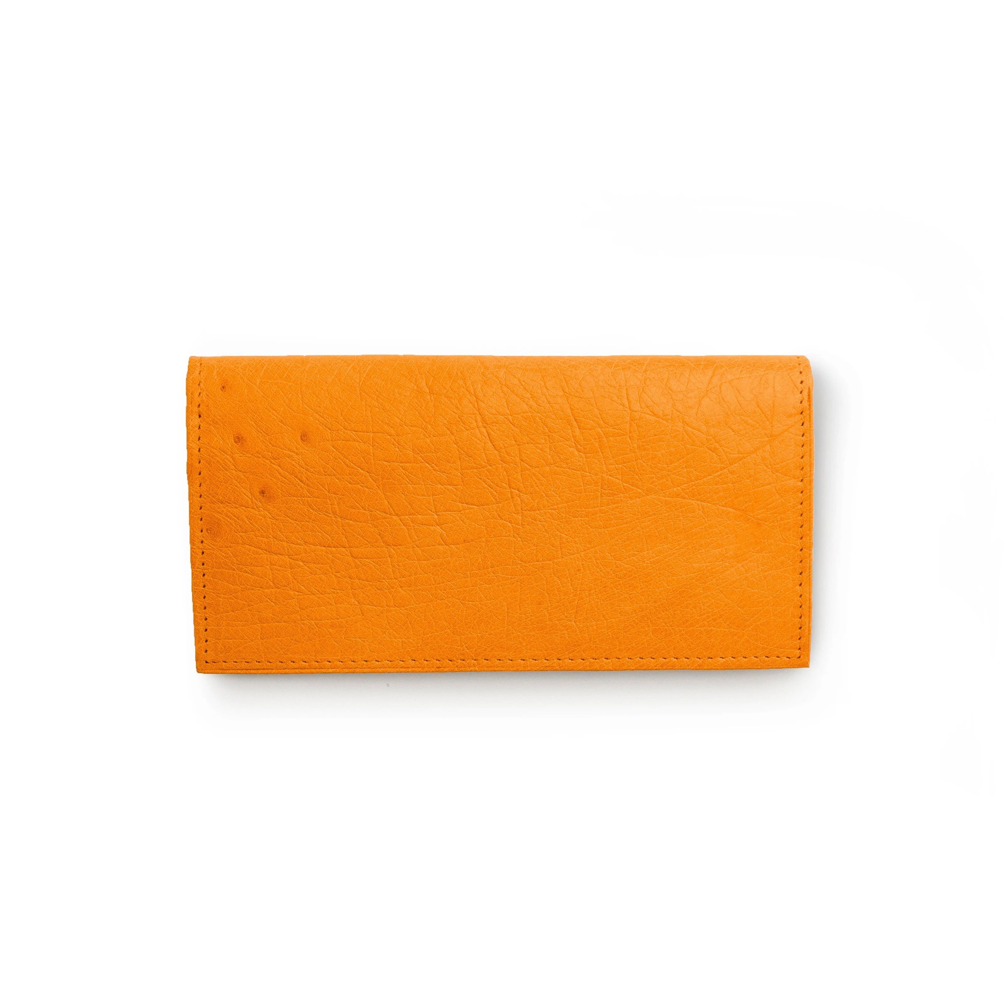 Smooth Ostrich Checkbook Cover in Buttercup - Buttercup
