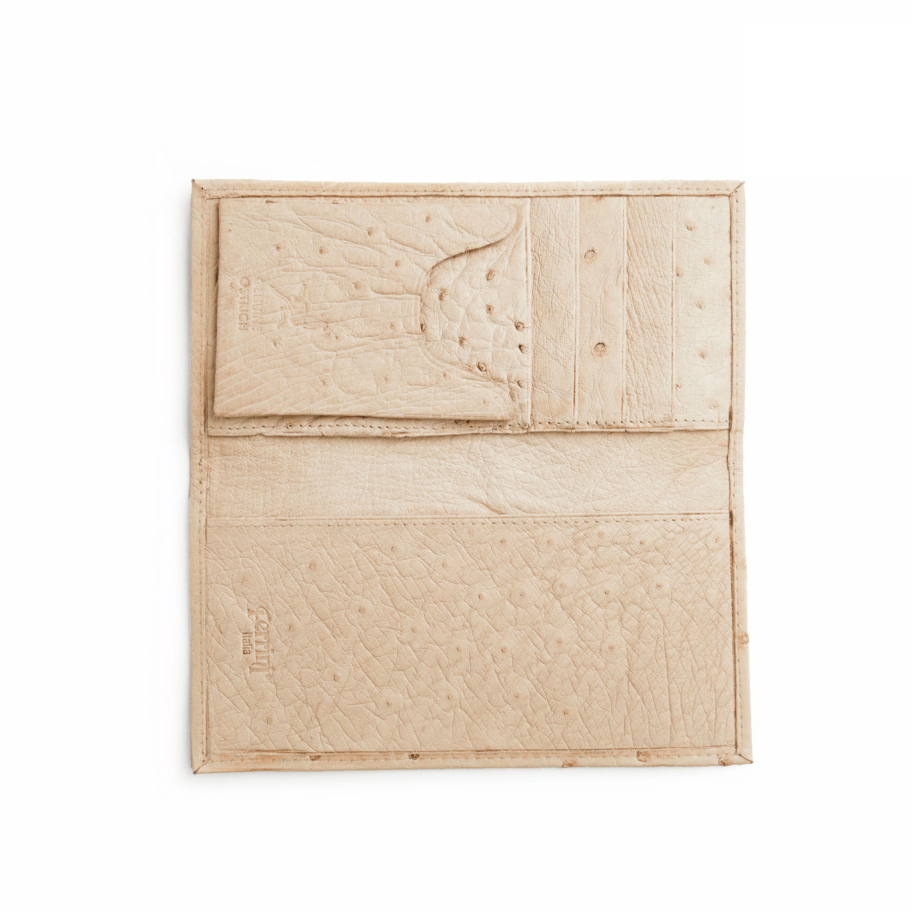 Smooth Ostrich Checkbook Cover in White - White