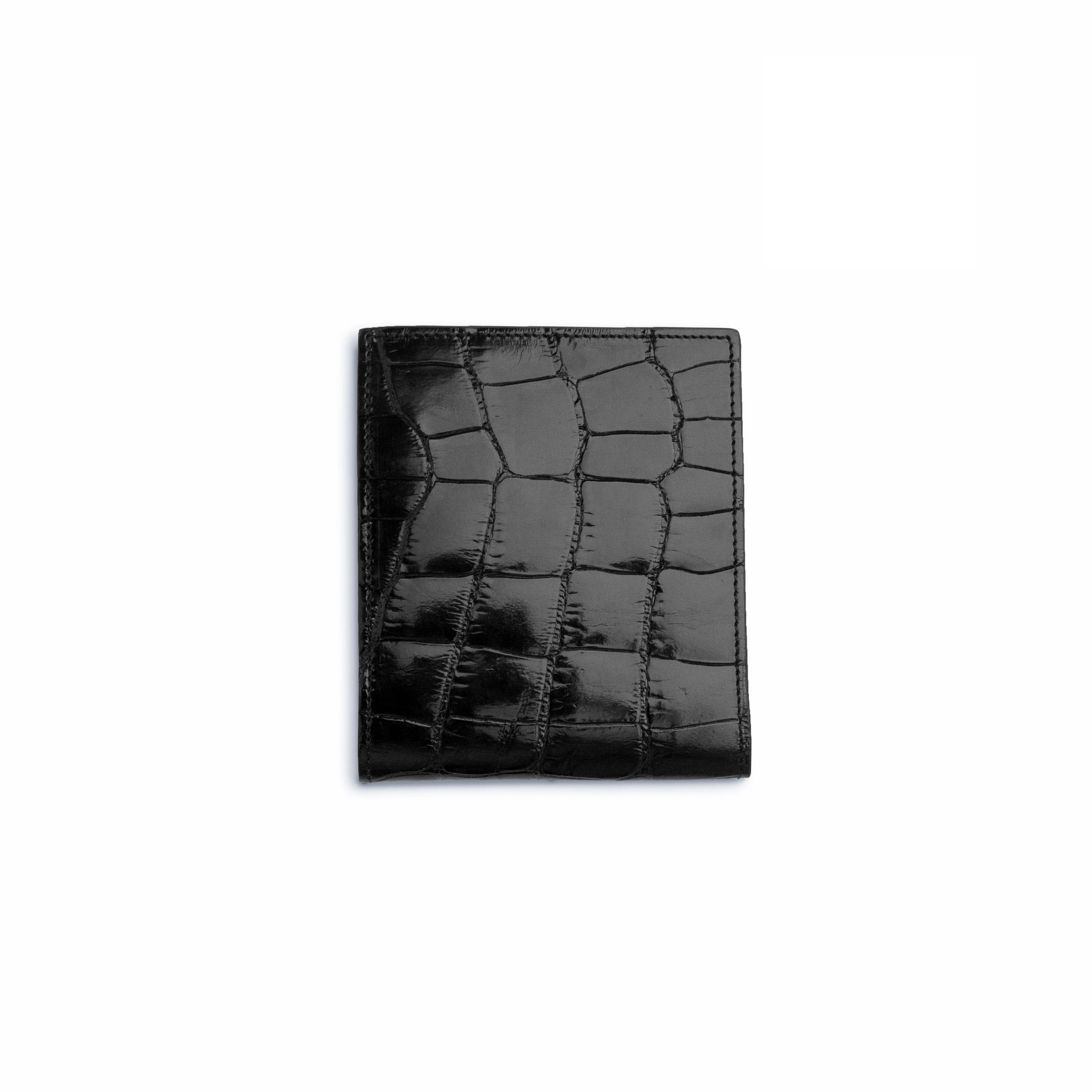 Mens Alligator Hipster Wallet in Black - Black