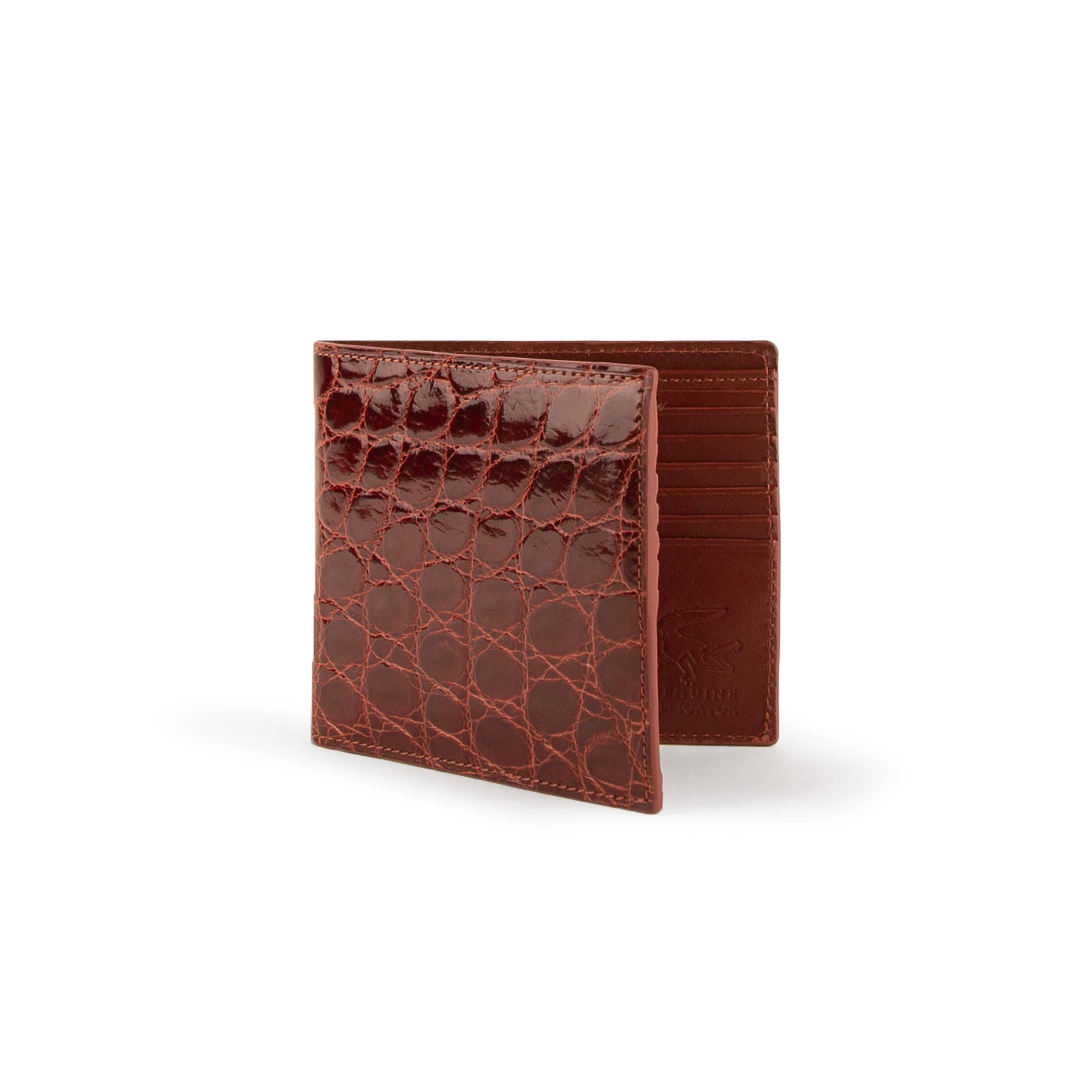 Mens Alligator Hipster Wallet in Cognac - Cognac