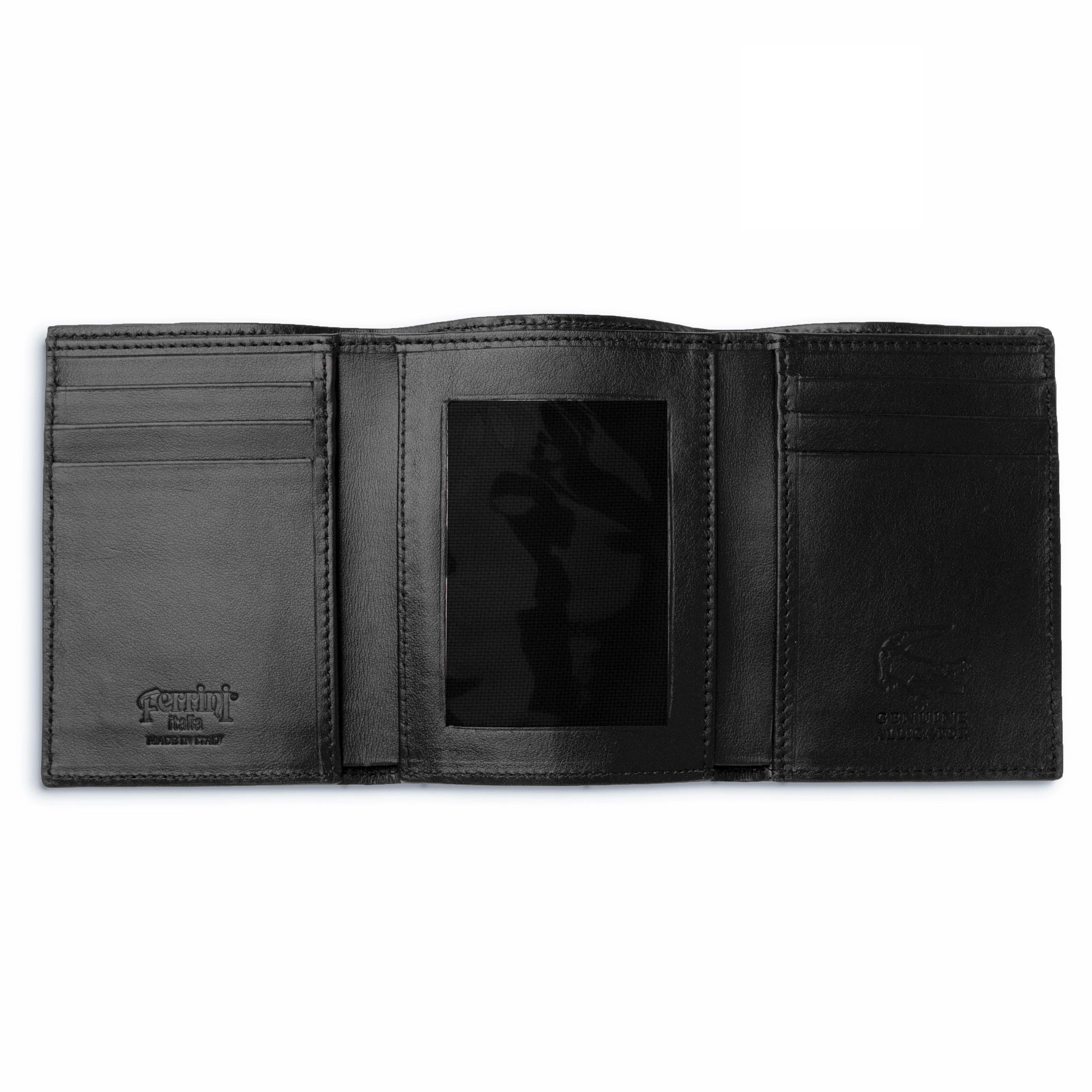 Mens Alligator Trifold Wallet in Black - Black