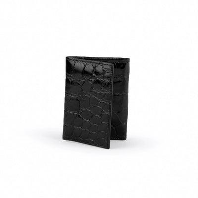 Mens Alligator Trifold Wallet in Black