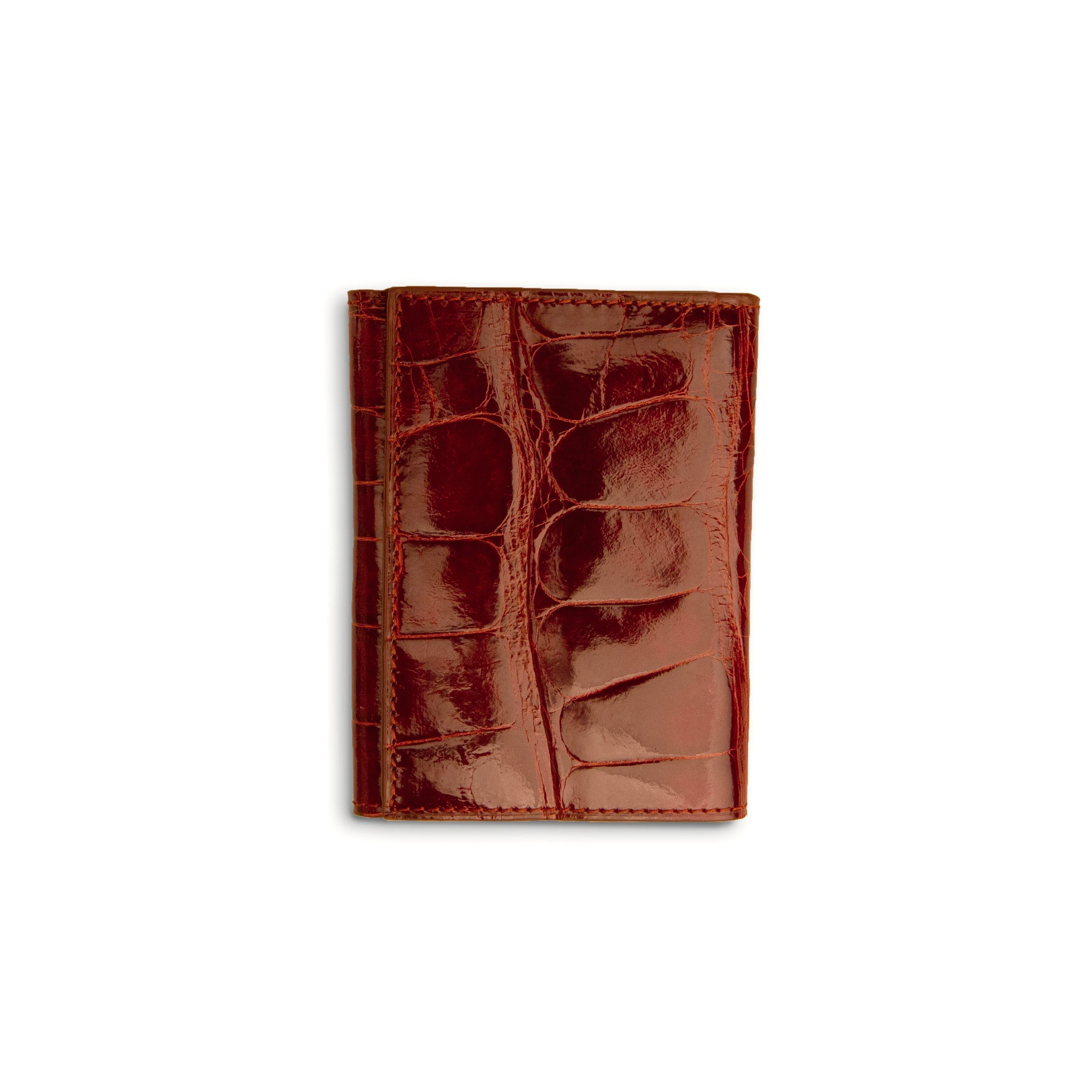 Mens Alligator Trifold Wallet in Cognac - Cognac