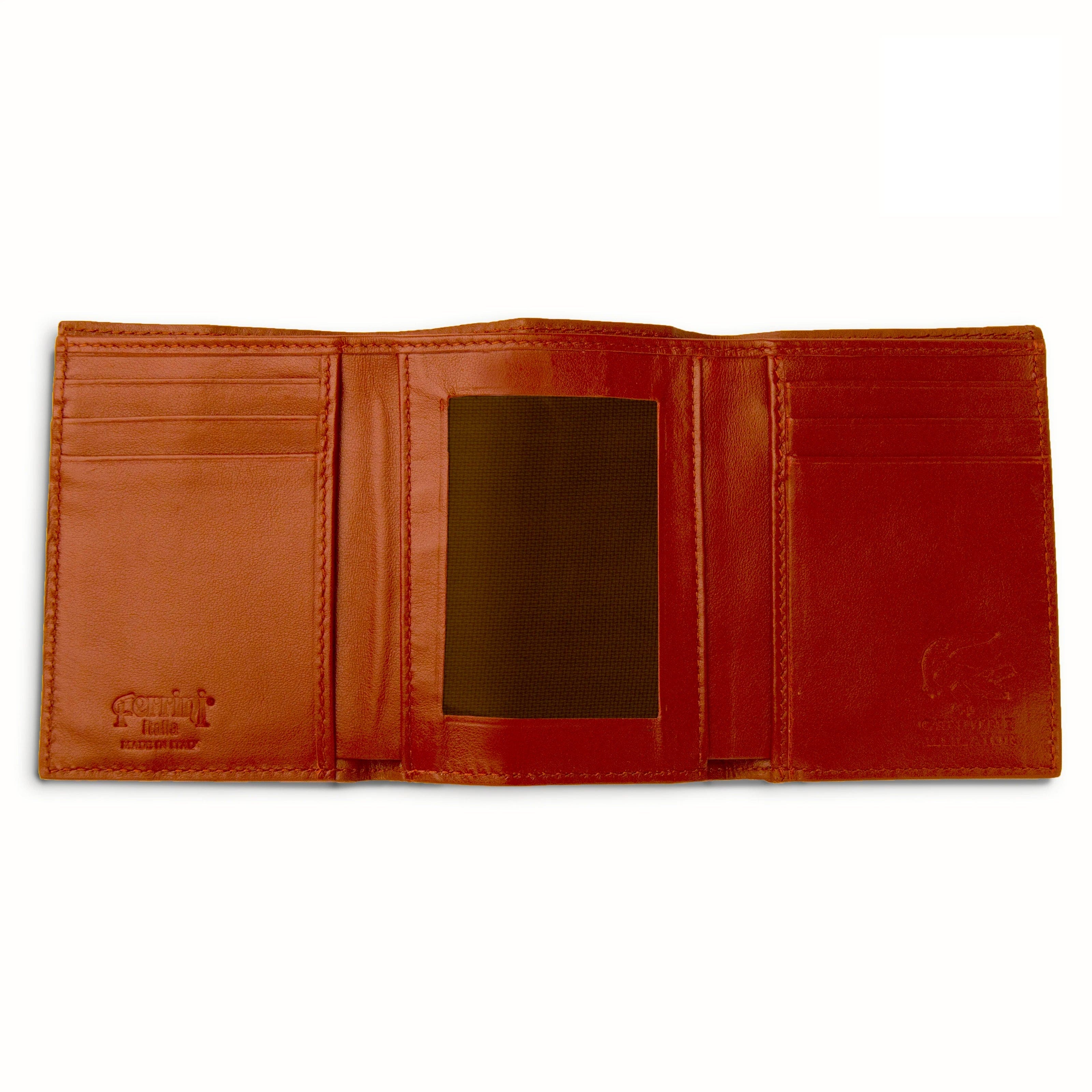 Mens Alligator Trifold Wallet in Cognac - Cognac