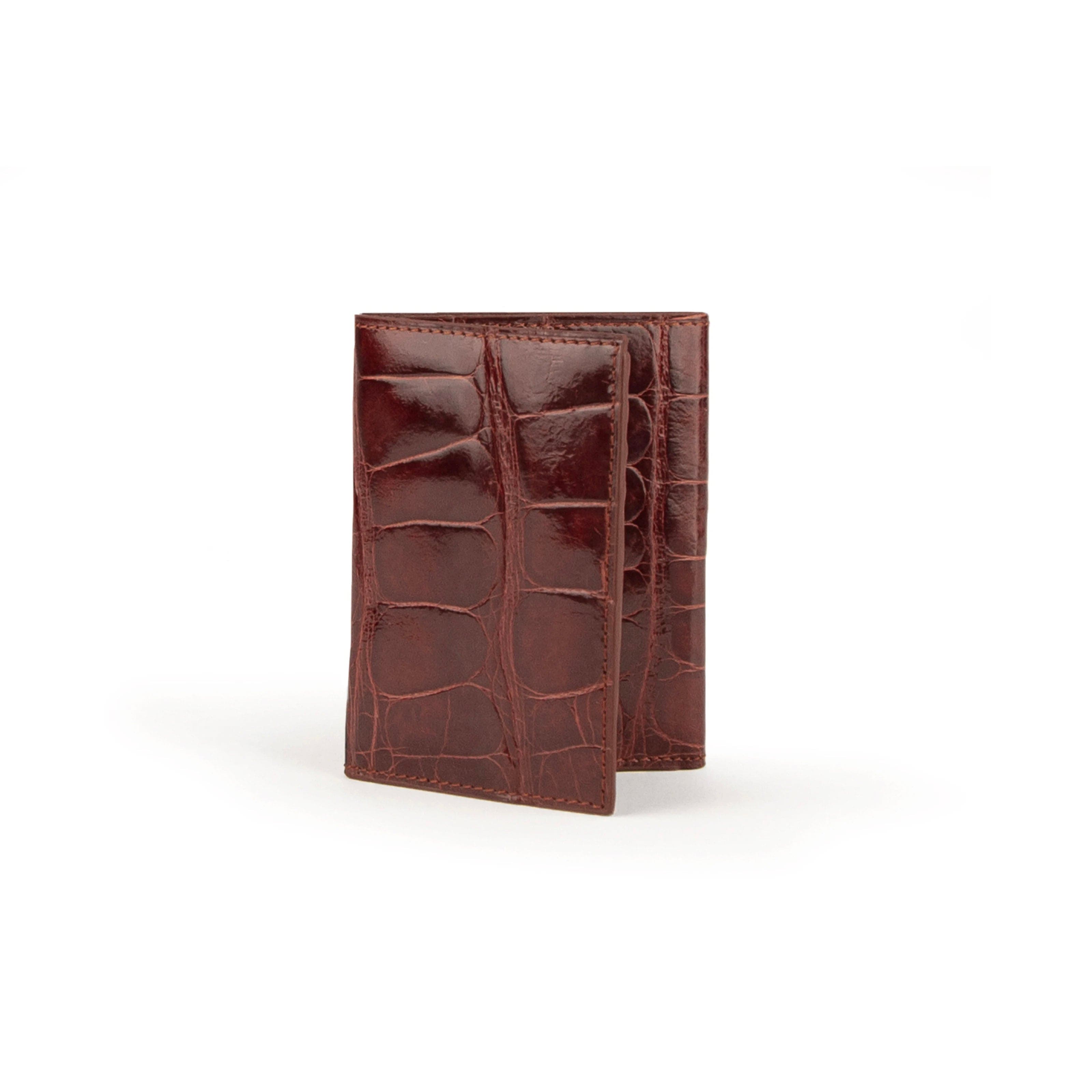 Mens Alligator Trifold Wallet in Cognac - Cognac