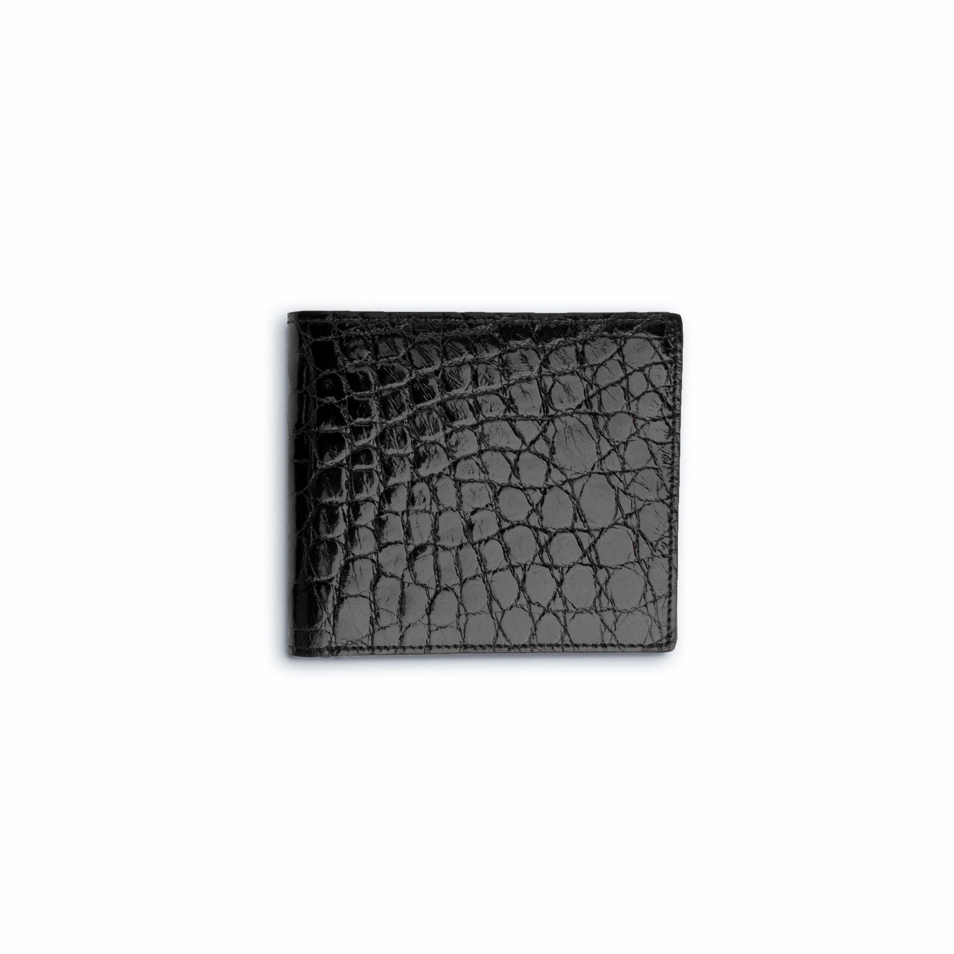 Mens Alligator Billfold Wallet in Black - Black