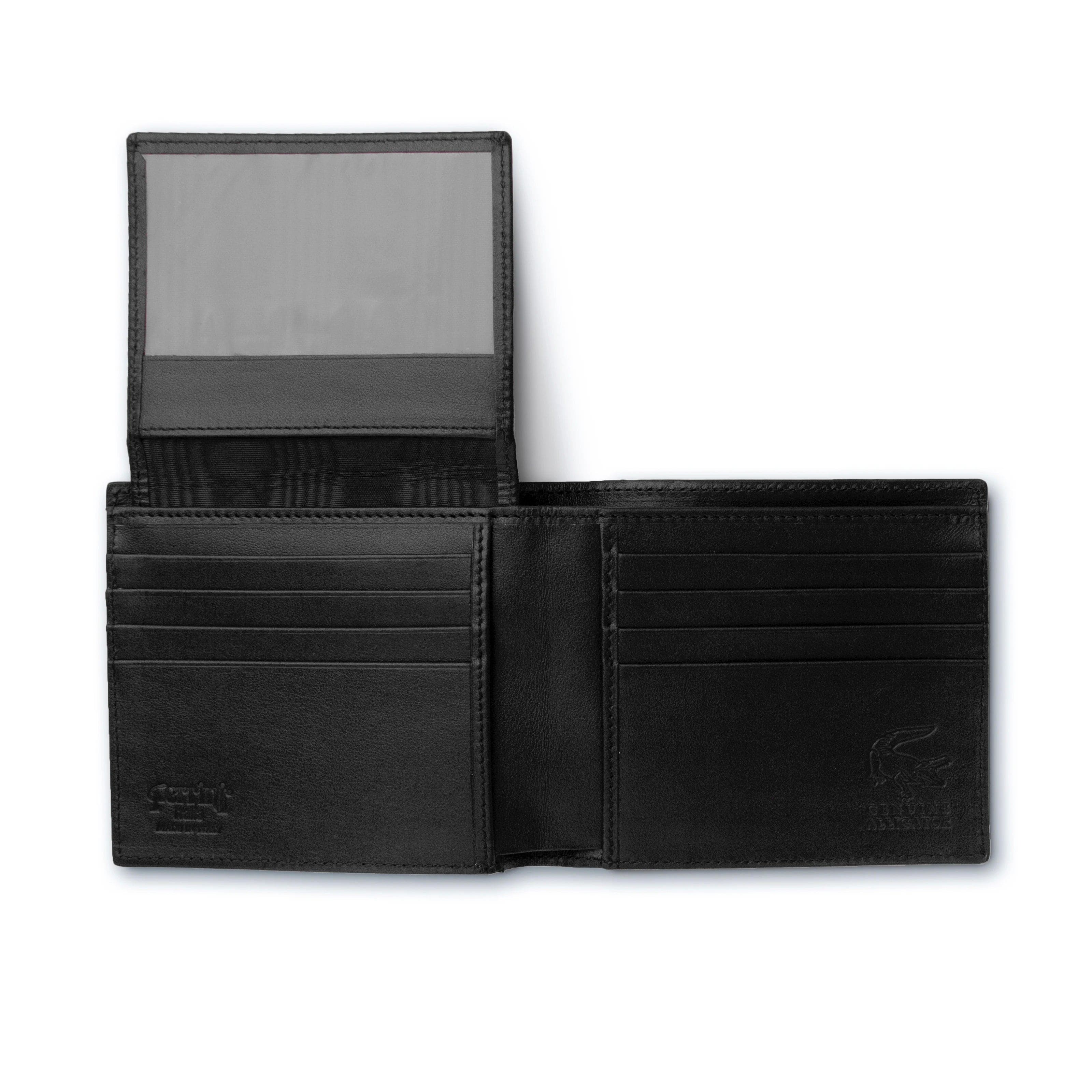 Mens Alligator Billfold Wallet in Black - Black