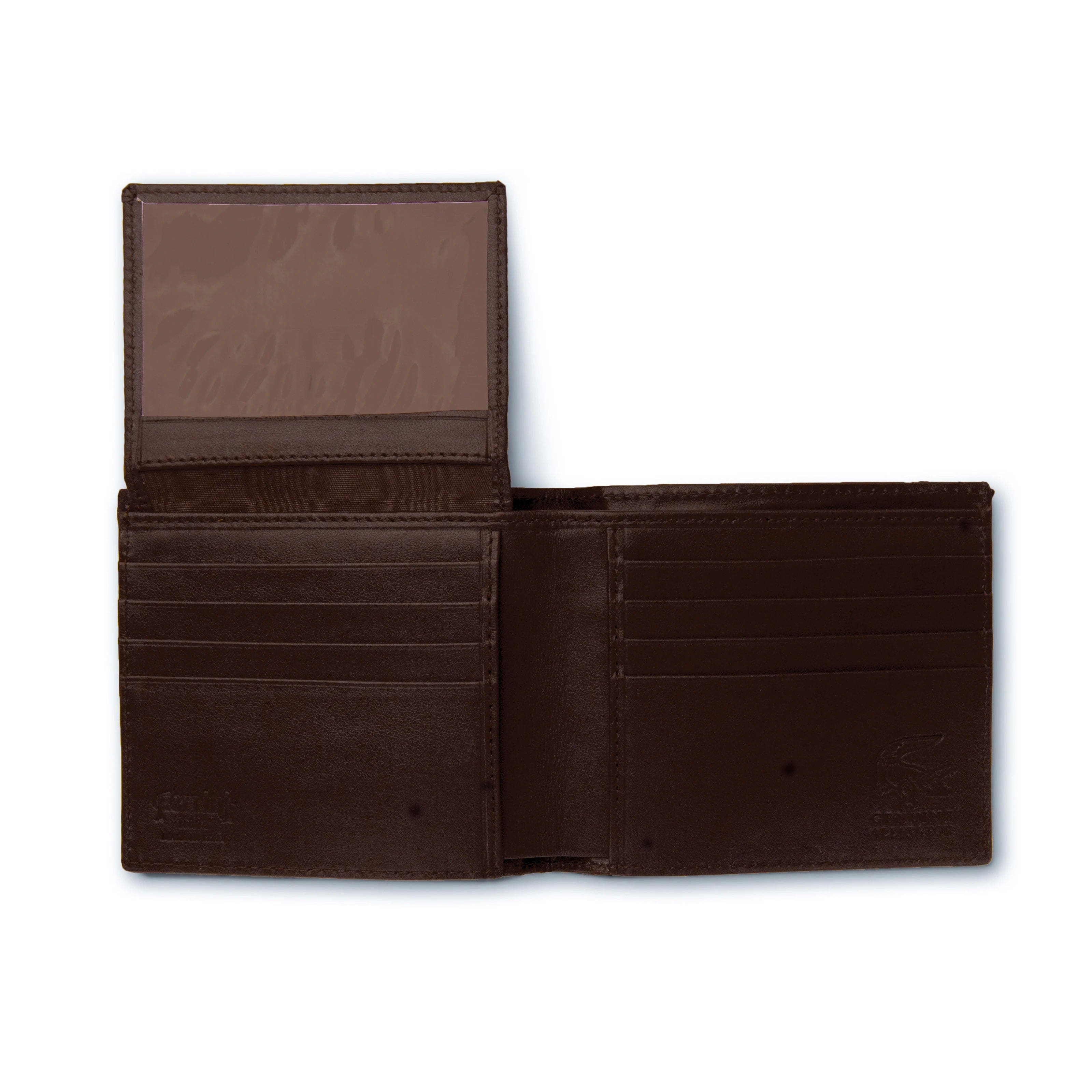 Mens Alligator Billfold Wallet in Brown - Cognac