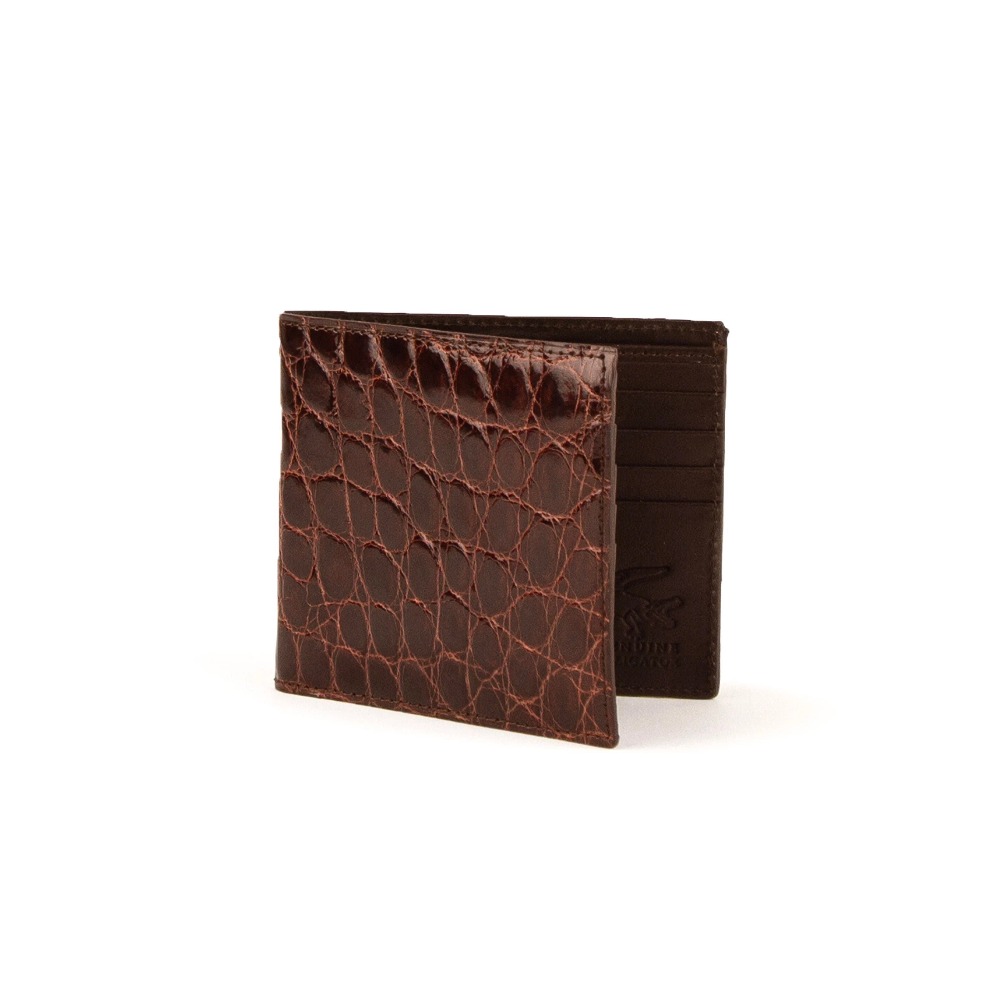 Mens Alligator Billfold Wallet in Brown - Cognac