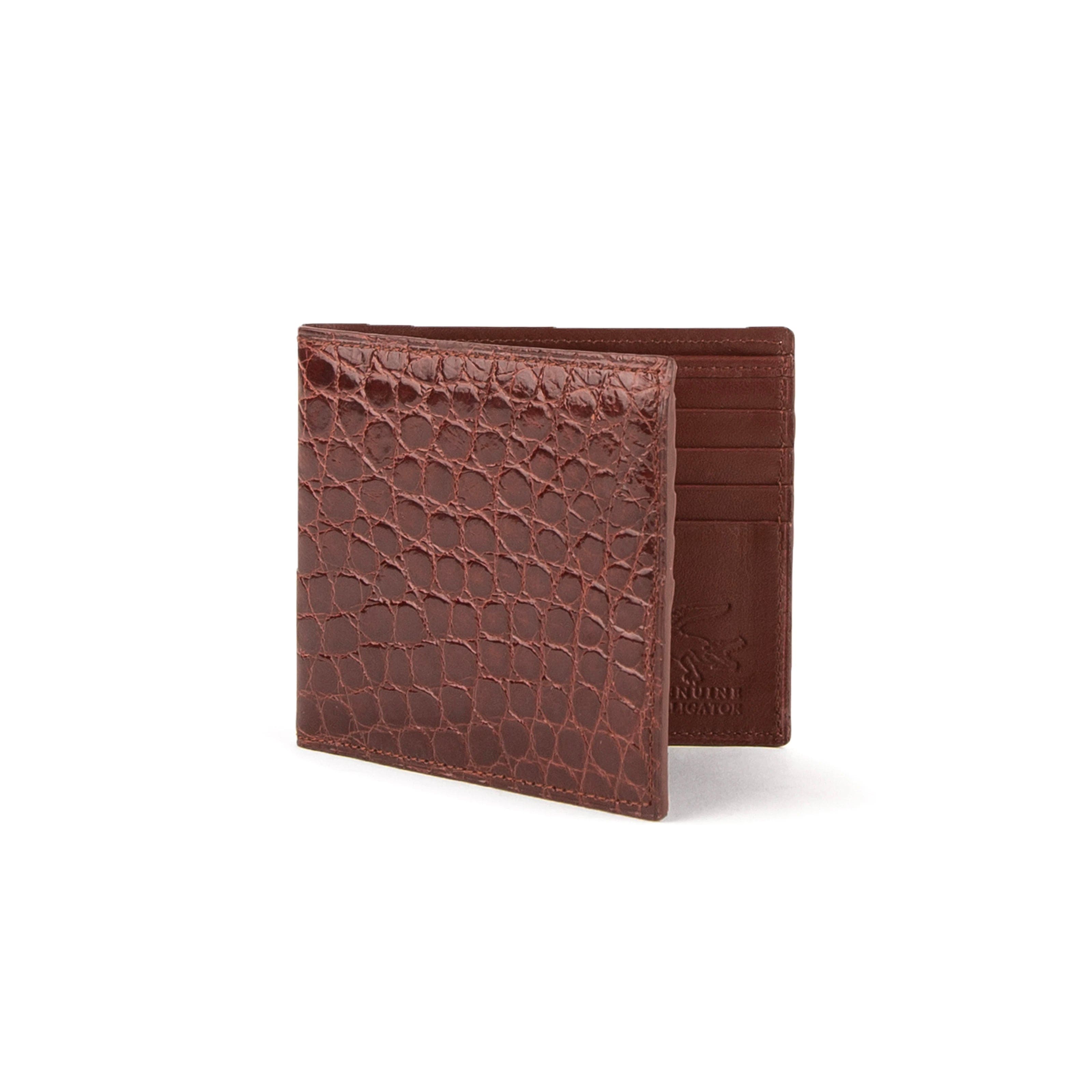 Mens Alligator Billfold Wallet in Cognac - Cognac