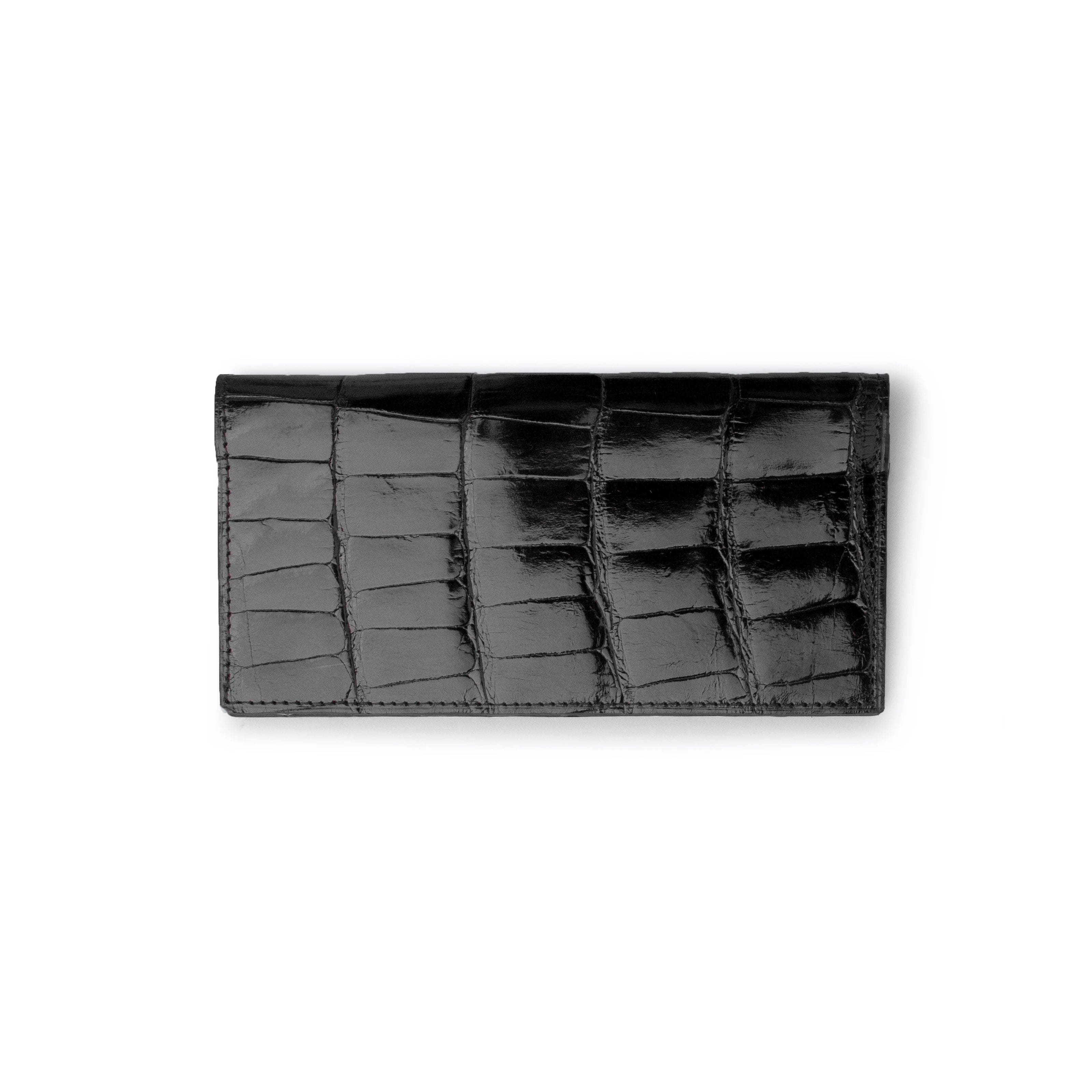 Alligator Checkbook Holder in Black - Black