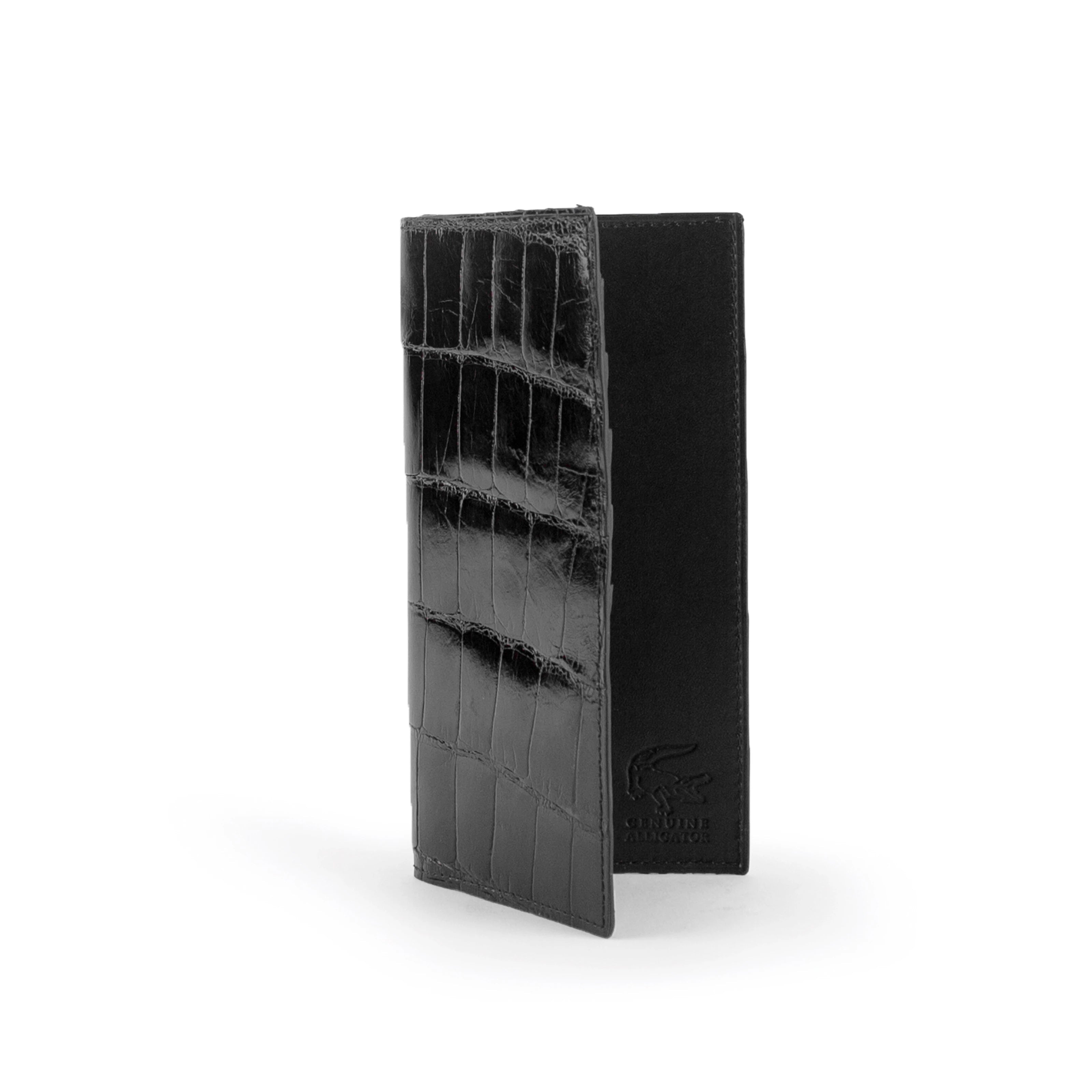 Alligator Checkbook Holder in Black - Black