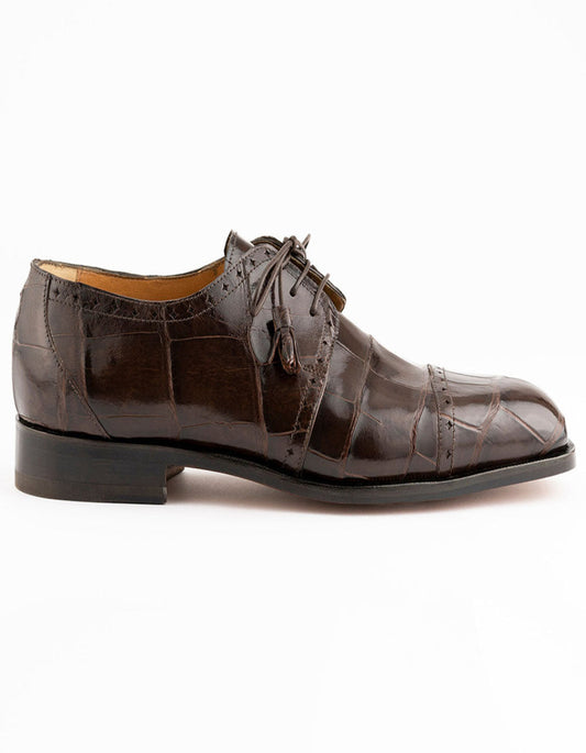 Ferrini 3798 Alligator Cap Toe Shoes Chocolate