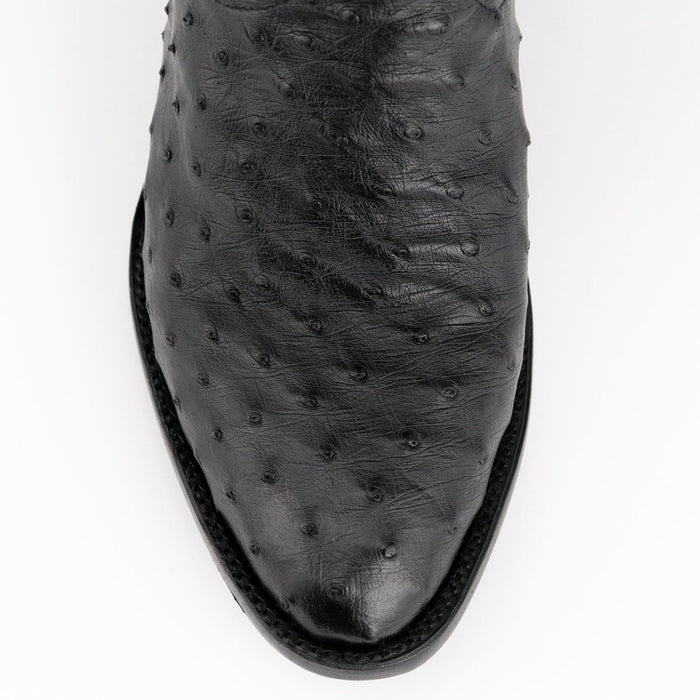 Ferinni Boot - Mens Dress Cowboy Boot  - Ferrini Men's Colt Full Quill Ostrich Boots Handcrafted - Black   in Black - 8D