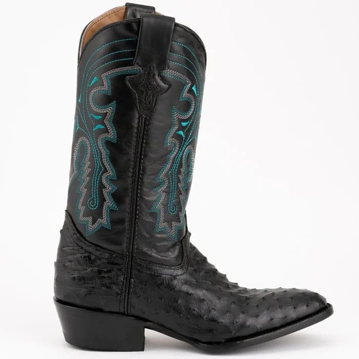 Ferinni Boot - Mens Dress Cowboy Boot  - Ferrini Men's Colt Full Quill Ostrich Boots Handcrafted - Black   in Black - 8D
