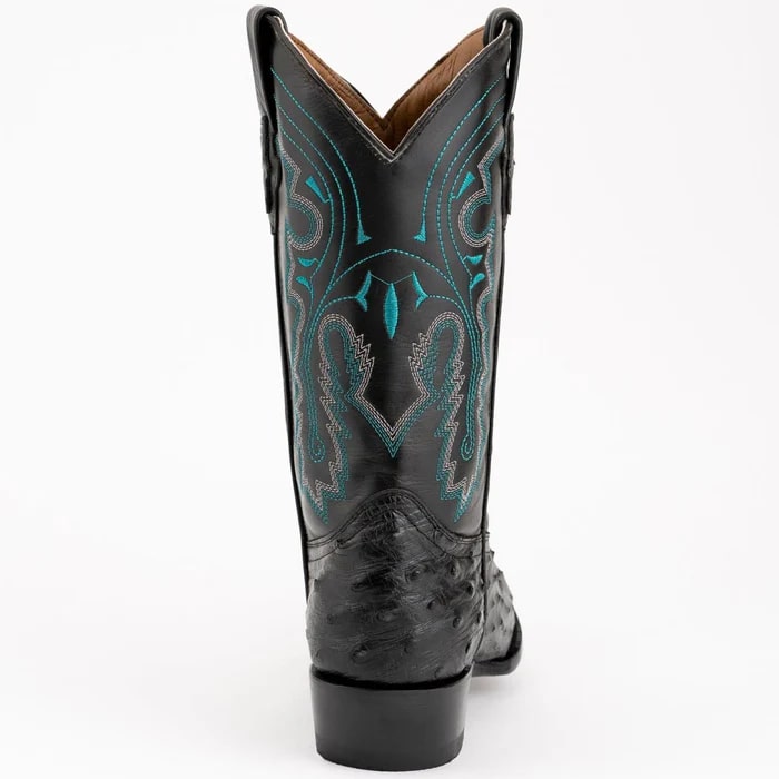 Ferinni Boot - Mens Dress Cowboy Boot  - Ferrini Men's Colt Full Quill Ostrich Boots Handcrafted - Black   in Black - 8D