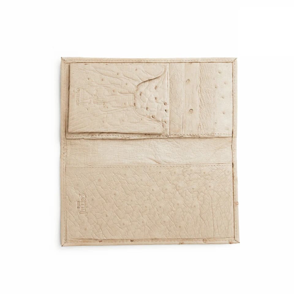 Ferrini Smooth Ostrich Checkbook Winter White - One Size