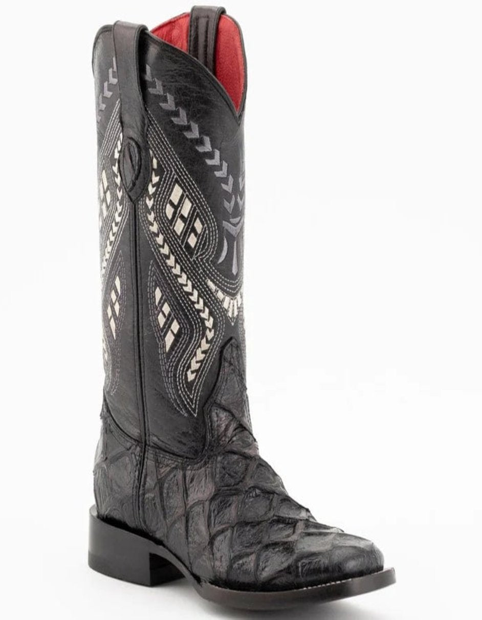 Ferrini Women's Bronco Square Toe  Pirarucu Fish Print Boots - 6B