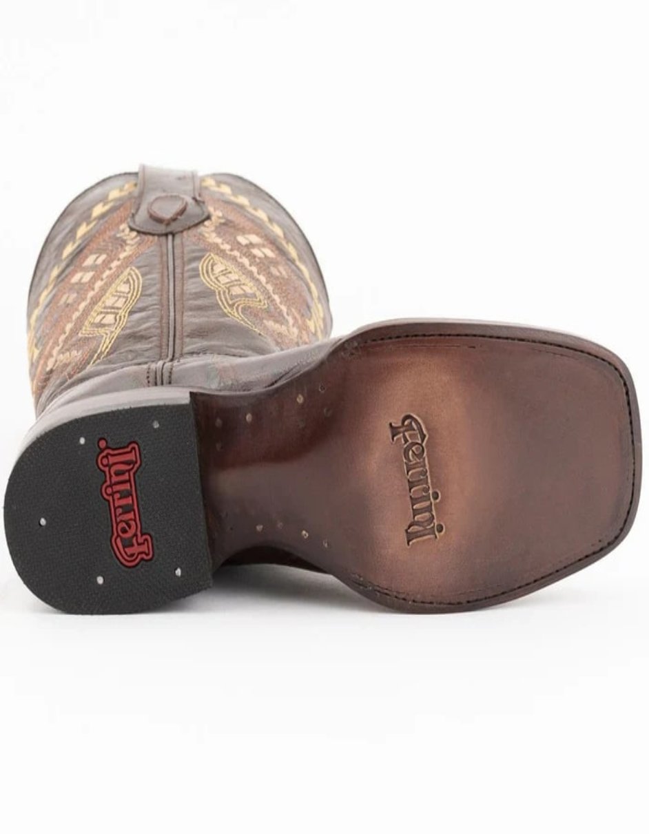 Ferrini Women's Jesse Square Toe Boots Alligator Print - Chocolate - 8.5D