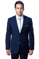 "Dark Blue Slim Fit Men's Wedding Suit - Basic 2 Button Style"