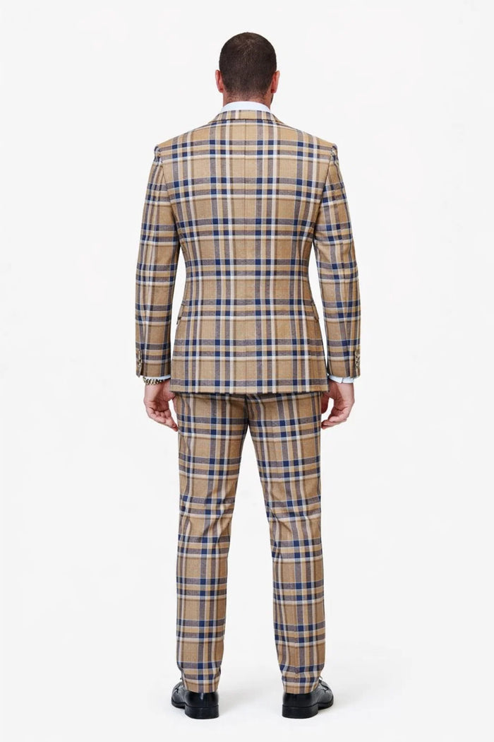 Statement Mens 100% Wool 3-Piece Suit Vibrant Color Contrast Modern Fit