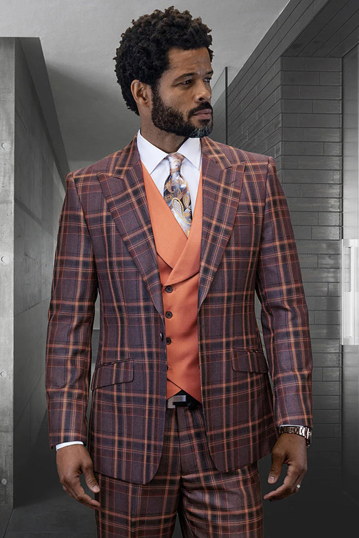 Statement Mens 100% Wool 3-Piece Suit Vibrant Color Contrast Modern Fit