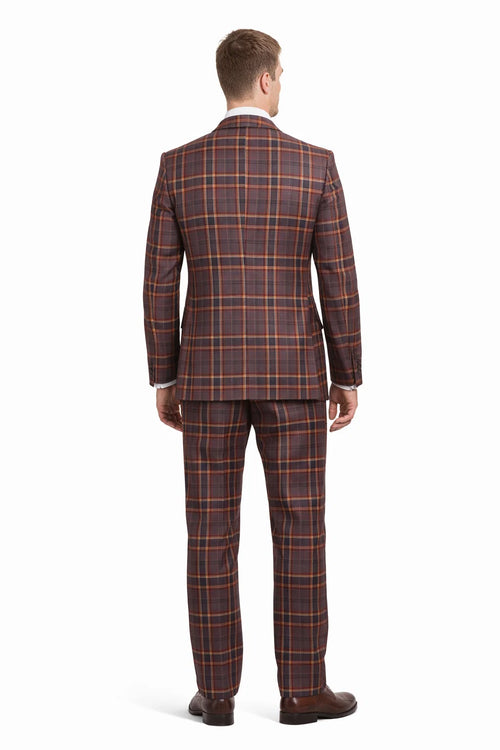 Statement Mens 100% Wool 3-Piece Suit Vibrant Color Contrast Modern Fit