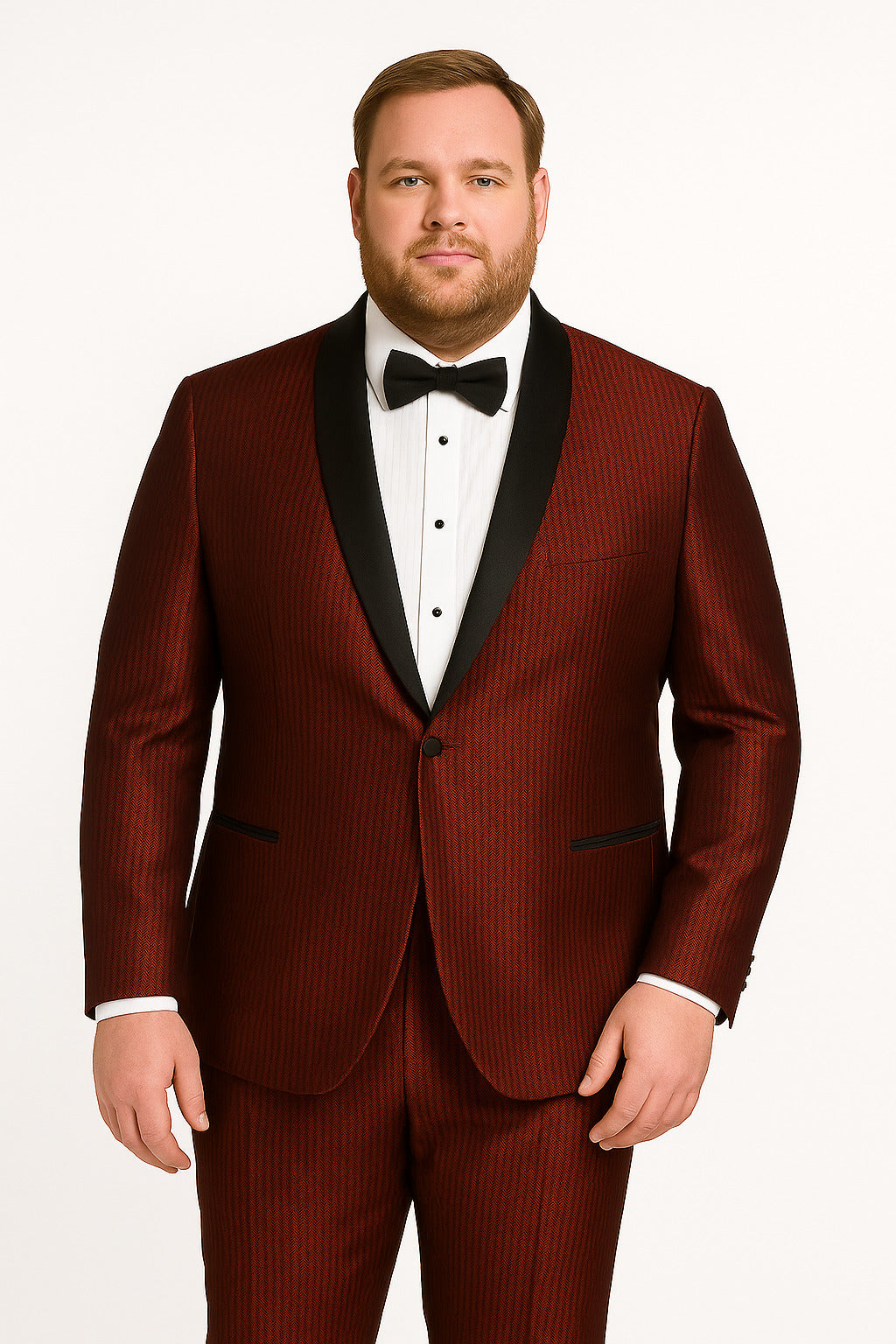 Men's Burgundy Shiny Tuxedo with Black Satin Shawl Lapel â€“ Ultra Slim Fit Party & Prom Suit - 34 Short or Extra Small