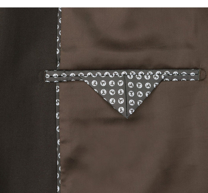 Cheap Priced Suit- Mens Basic Two Button Slim Fit  Brown Suit - 38 Short Jacket+32 Waist Adjustable 28to34)(Height: 5 4 to5 7 )(Neck  15-16.5)S-M)