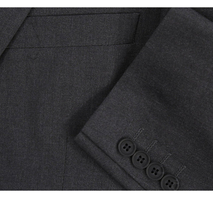 Cheap Priced Suit- Mens Basic Two Button Classic Fit Dark Grey  Suit With Optional Vest - 38 Short Jacket+32 Waist Adjustable 28to34)(Height: 5 4 to5 7 )(Neck  15-16.5)S-M)