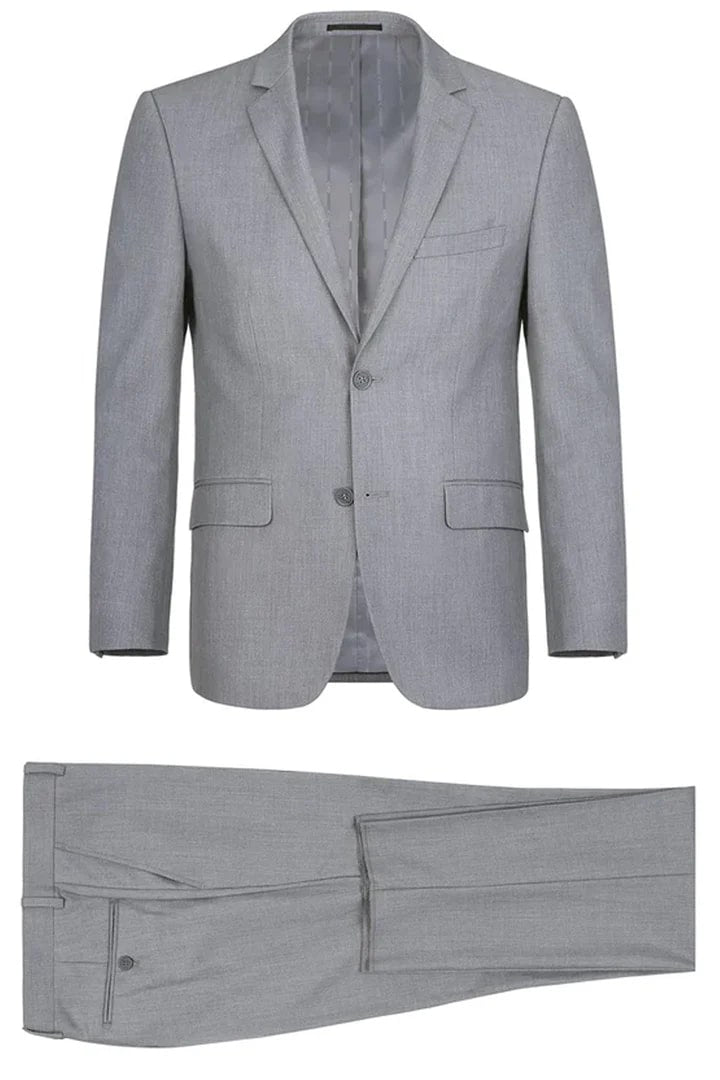 Cheap Suit - Mens Basic Two Button Slim Fit Light Grey Suit With Optional Vest