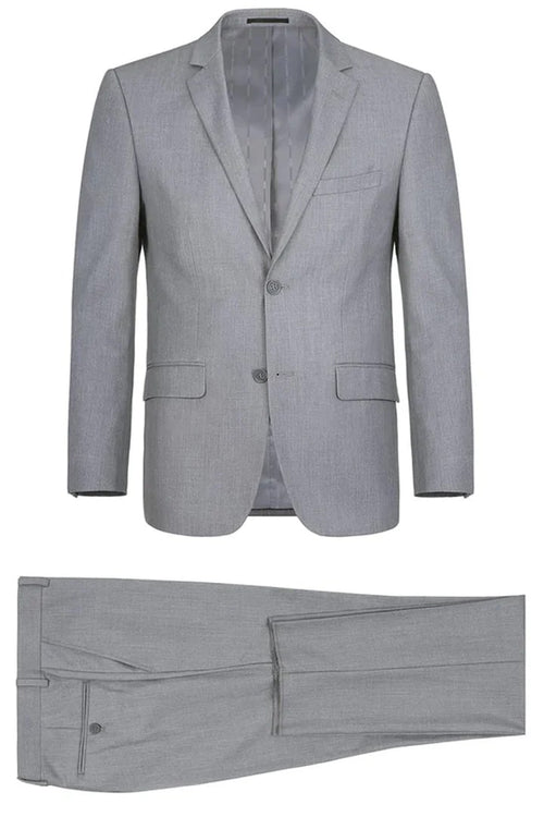 Cheap Priced Suit- Mens Basic Two Button Classic Fit Light Grey Suit With Optional Vest