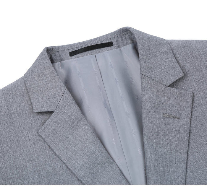 Cheap Priced Suit- Mens Basic Two Button Classic Fit Light Grey Suit With Optional Vest