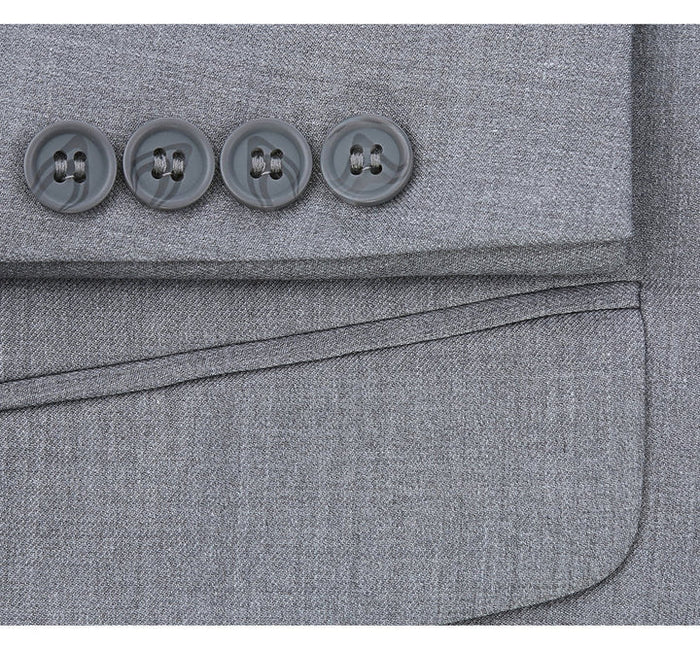 Cheap Priced Suit- Mens Basic Two Button Classic Fit Light Grey Suit With Optional Vest