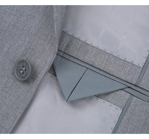 Cheap Priced Suit- Mens Basic Two Button Classic Fit Light Grey Suit With Optional Vest