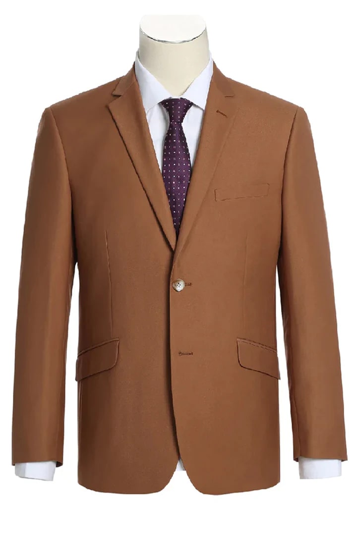 Cheap Suit - Mens Basic Two Button Slim Fit  Rust Suit