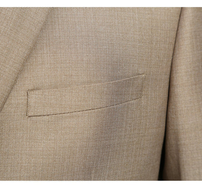 Cheap Priced Suit- Mens Basic Two Button Classic Fit Taupe Suit With Optional Vest