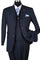 "Navy Blue Men's 3-Button Vested Pinstripe Fashion Suit"