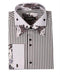 Men's High Collar Club Black Stripe Floral Shirts