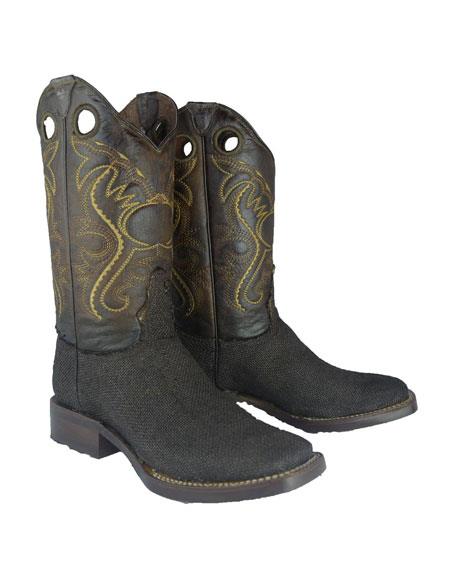 Men's Bota Rodeo Forrada Yute Mexican Cowboy Boot For Men Color Cafe - 6.0 Standard / D / Medium